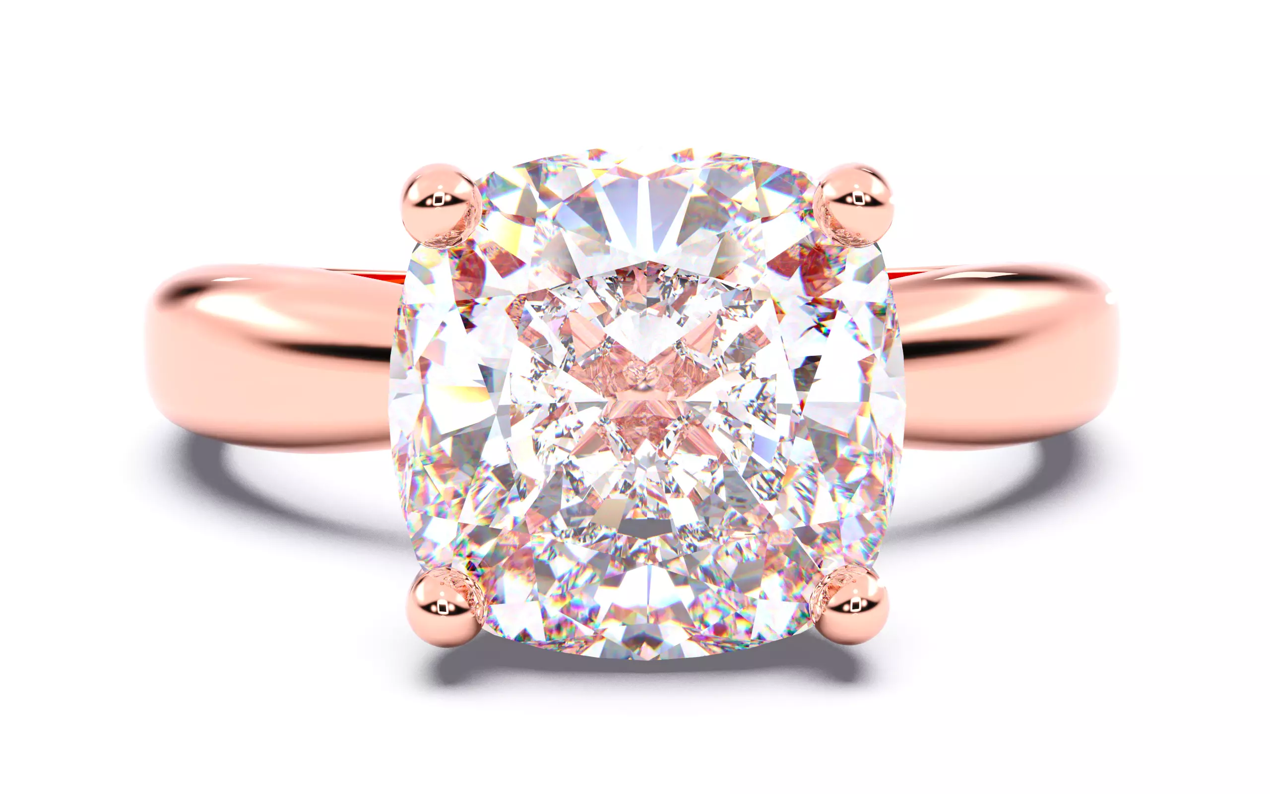 Cushion Diamond Solitaire Ring 3D print model 3D print model_0