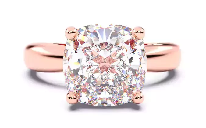Cushion Diamond Solitaire Ring 3D print model 3D print model