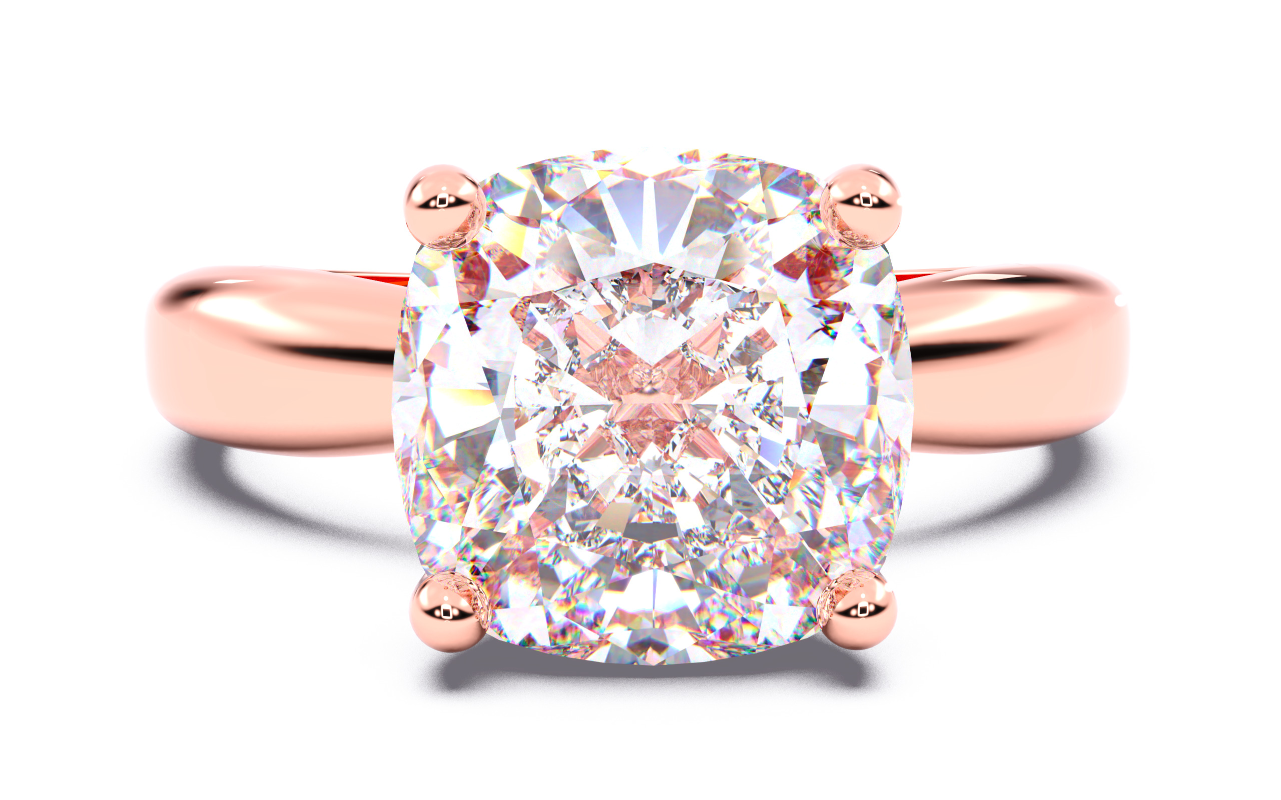 Cushion Diamond Solitaire Ring 3D print model 3D print model_21