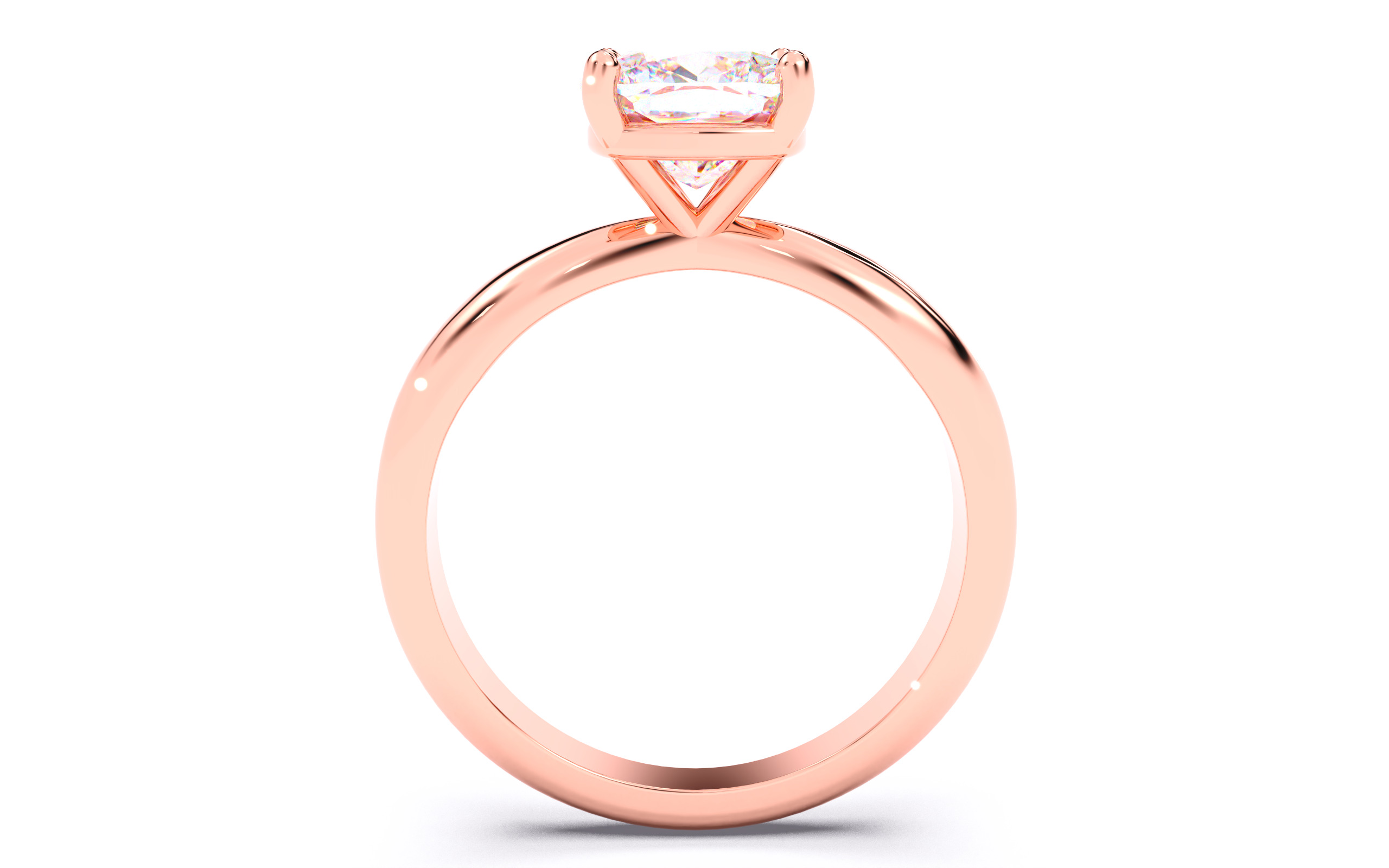 Cushion Diamond Solitaire Ring 3D print model 3D print model_22