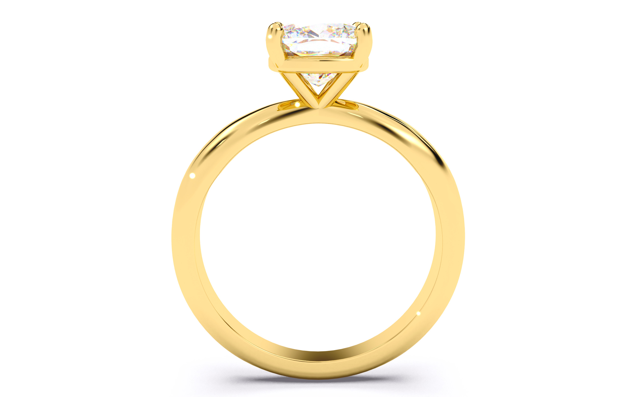 Cushion Diamond Solitaire Ring 3D print model 3D print model_4