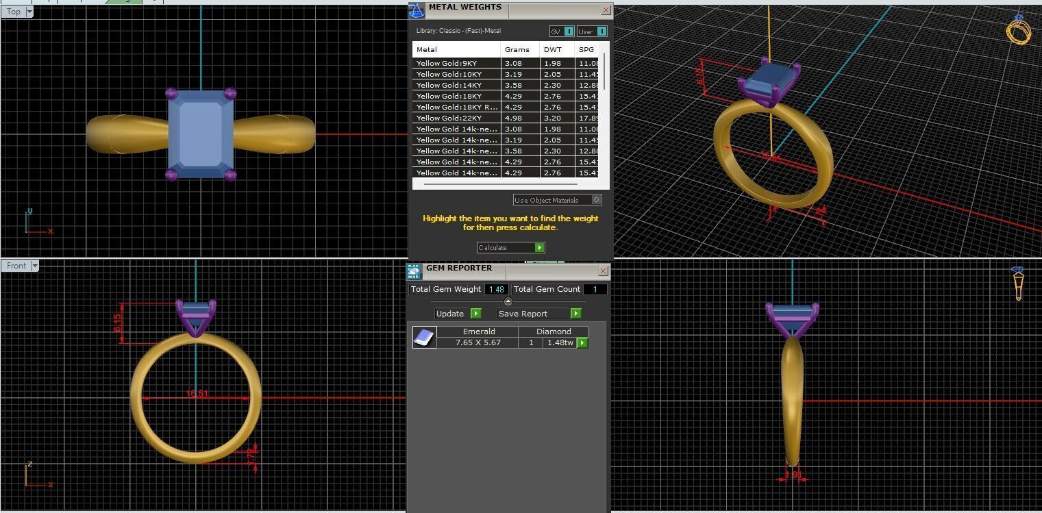 Emerald Diamond Solitaire Ring 3D print model 3D print model_1
