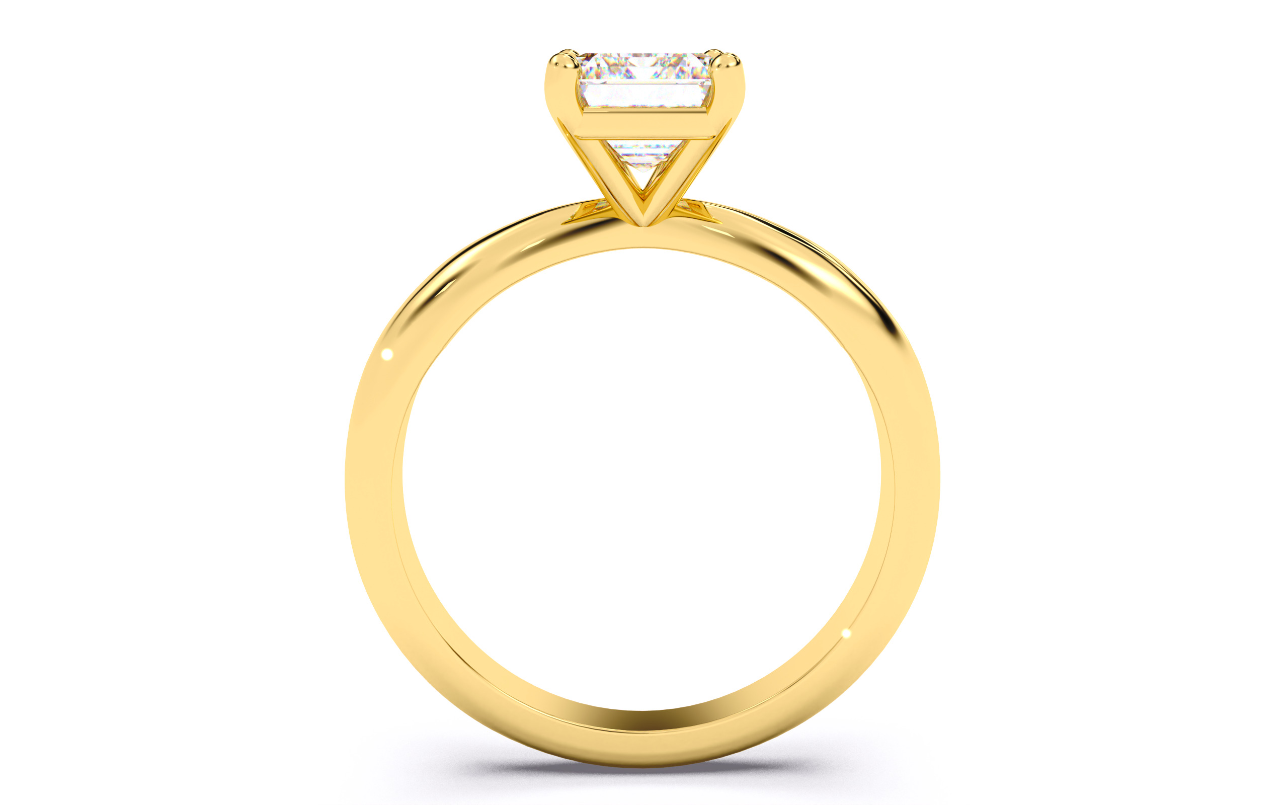 Emerald Diamond Solitaire Ring 3D print model 3D print model_4