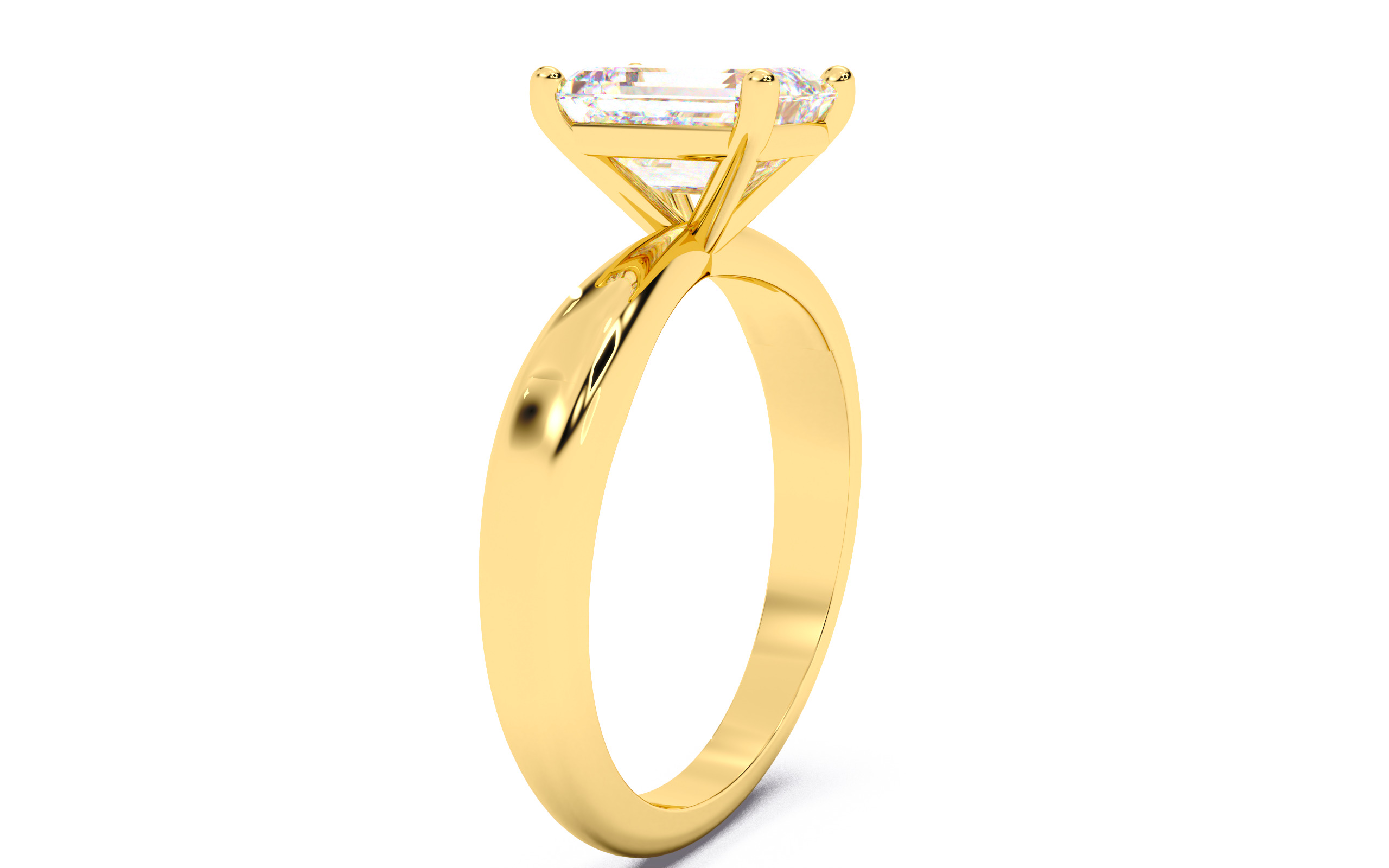 Emerald Diamond Solitaire Ring 3D print model 3D print model_18