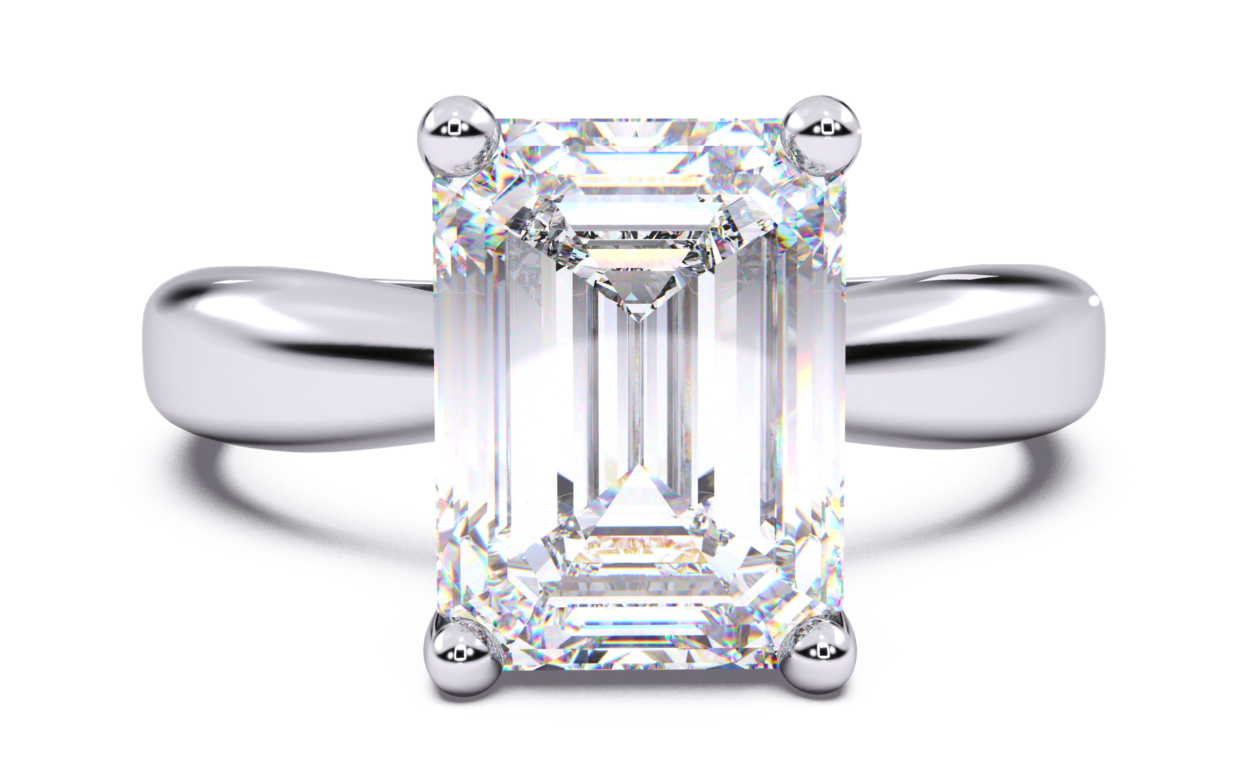 Emerald Diamond Solitaire Ring 3D print model 3D print model_20