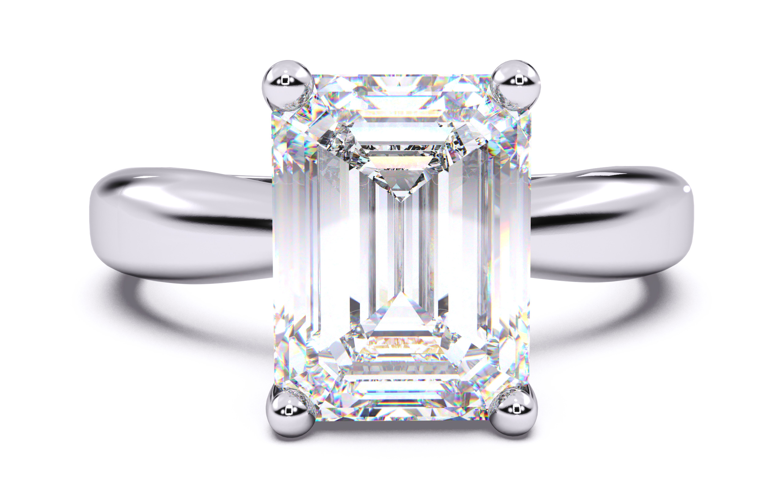 Emerald Diamond Solitaire Ring 3D print model 3D print model_19