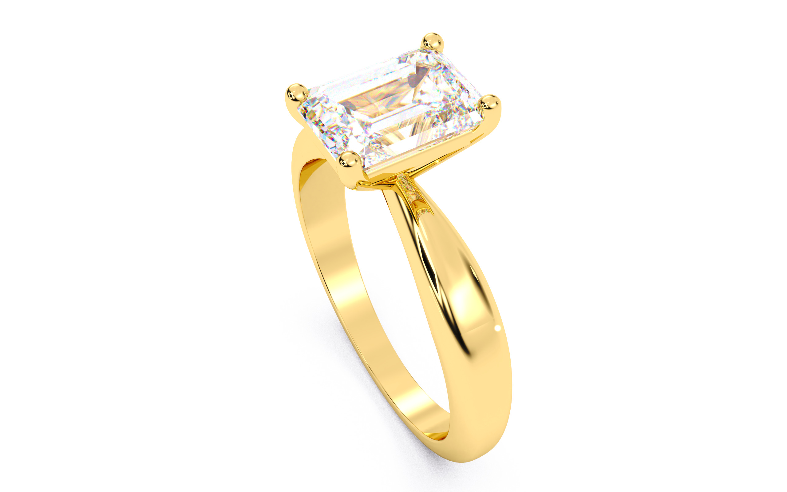 Emerald Diamond Solitaire Ring 3D print model 3D print model_7