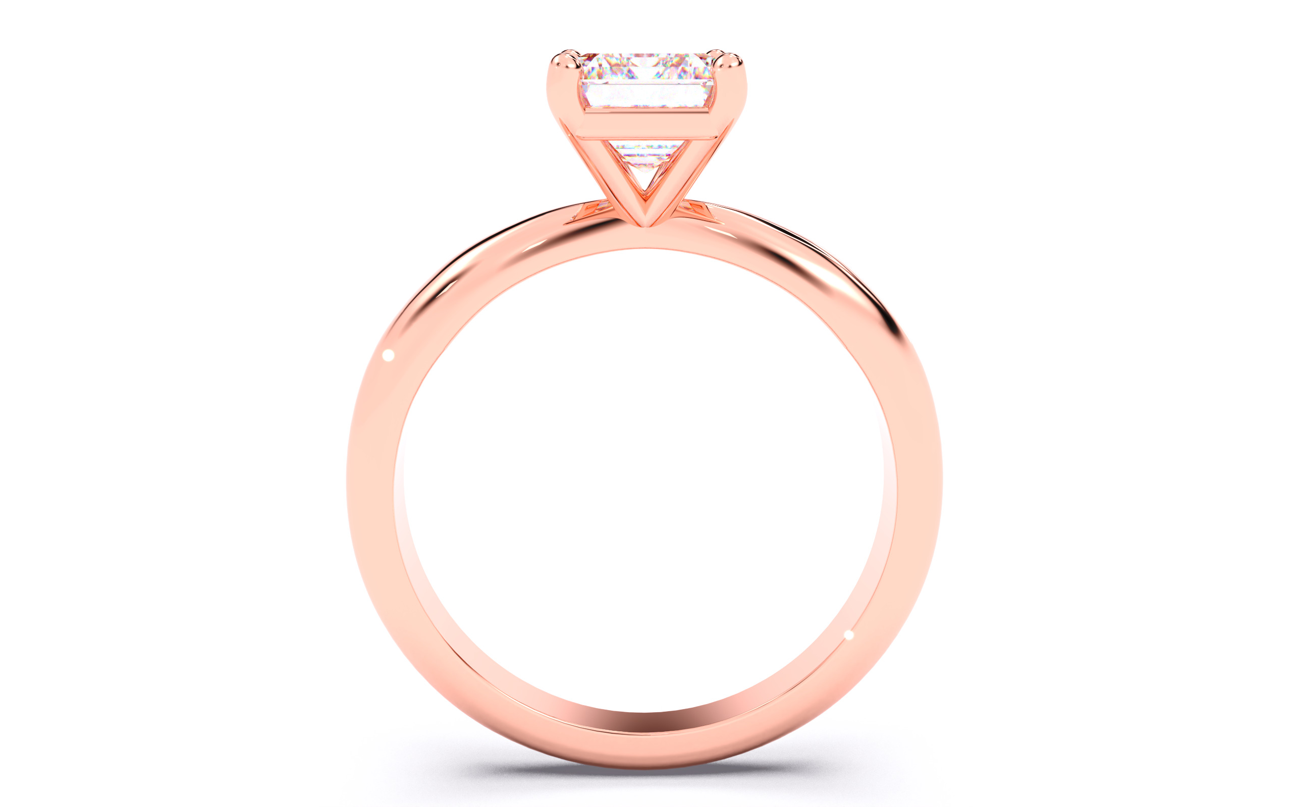 Emerald Diamond Solitaire Ring 3D print model 3D print model_22