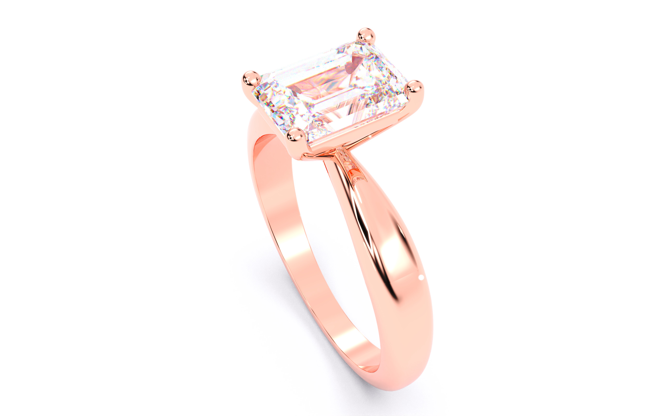 Emerald Diamond Solitaire Ring 3D print model 3D print model_10