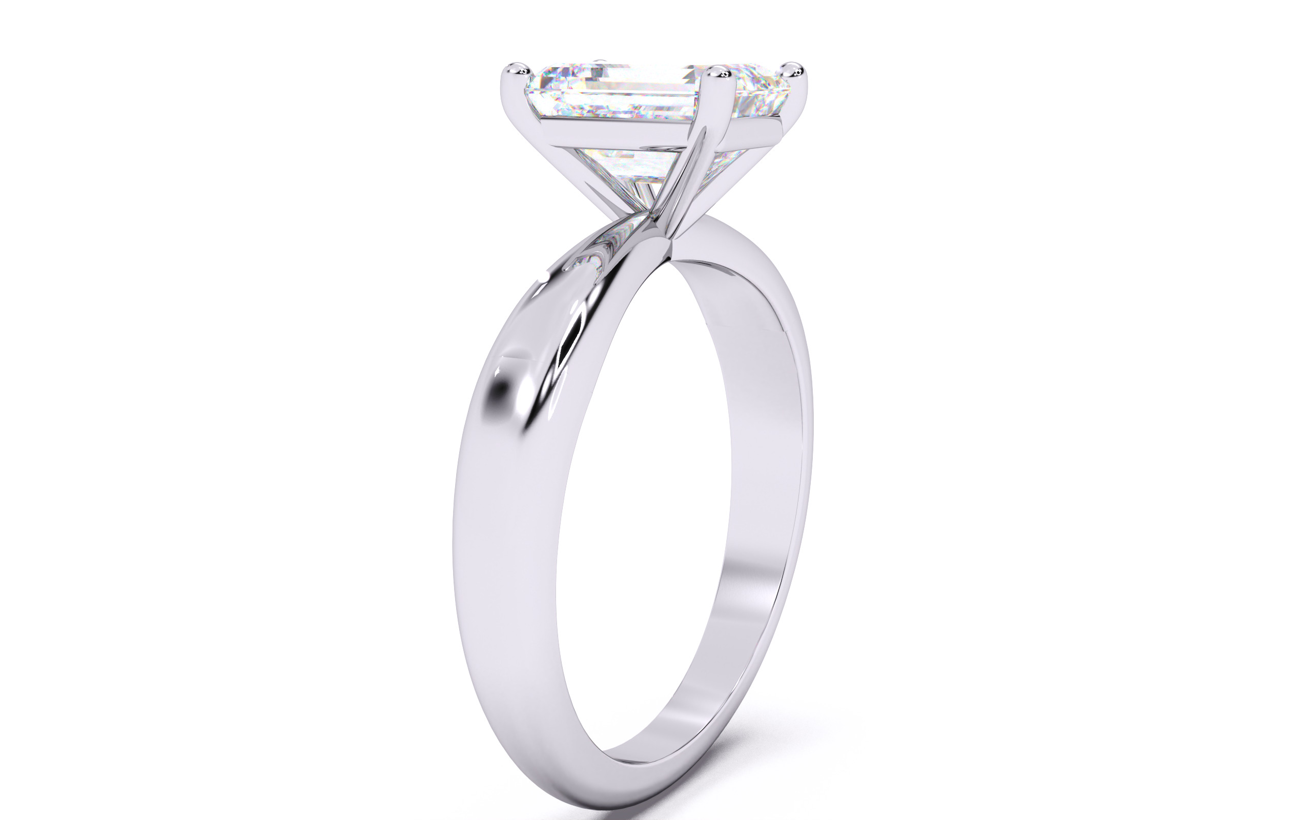 Emerald Diamond Solitaire Ring 3D print model 3D print model_15