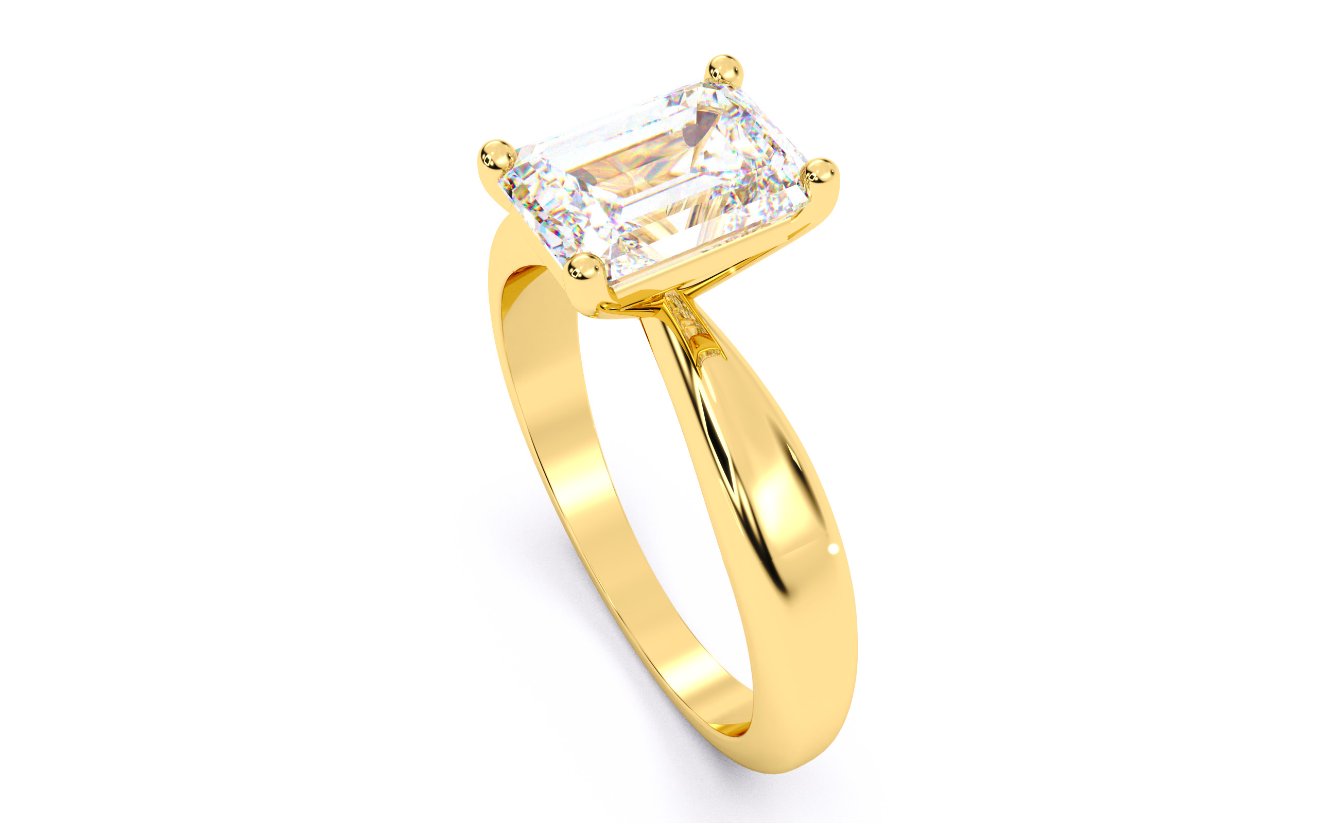 Emerald Diamond Solitaire Ring 3D print model 3D print model_6