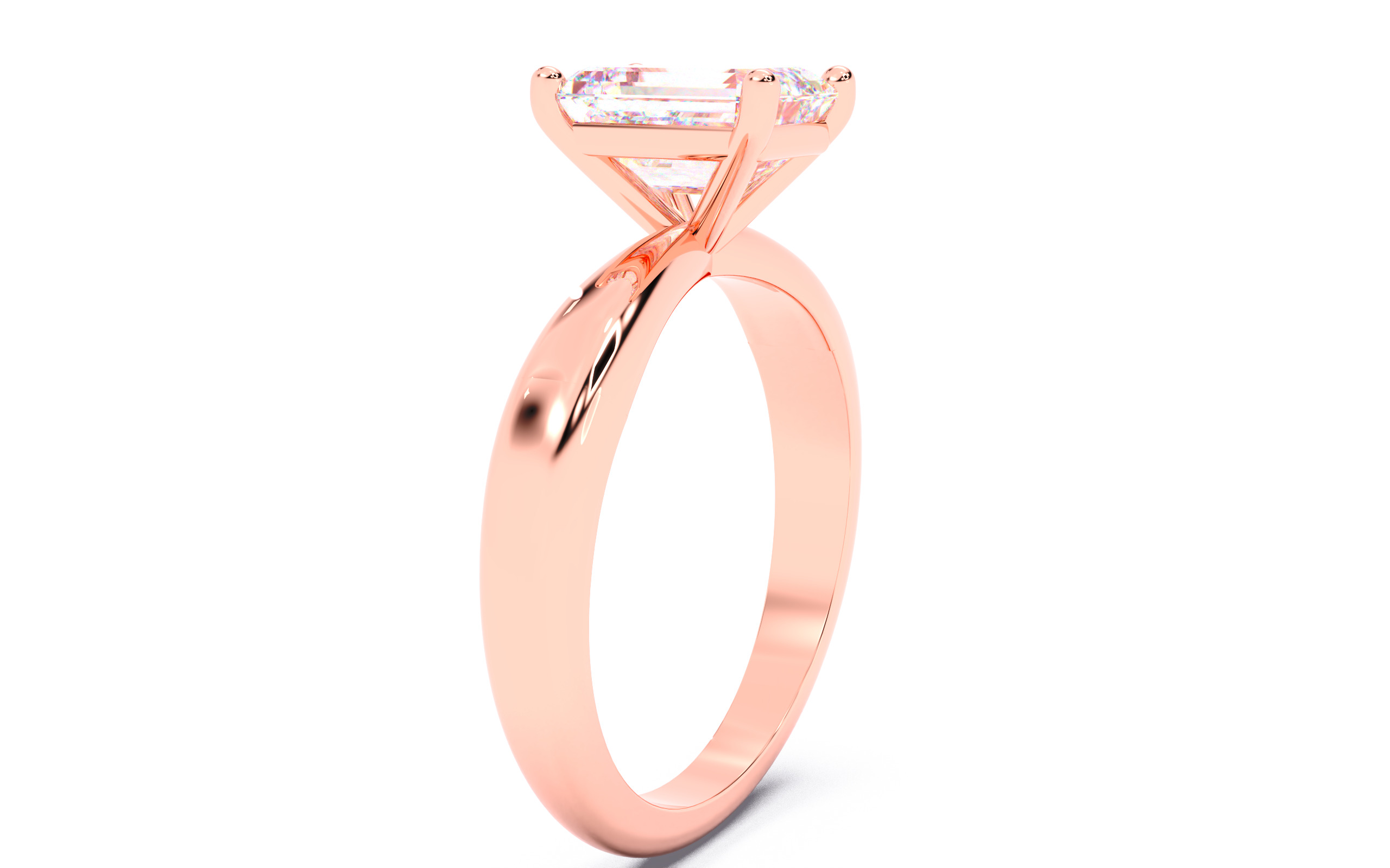 Emerald Diamond Solitaire Ring 3D print model 3D print model_14