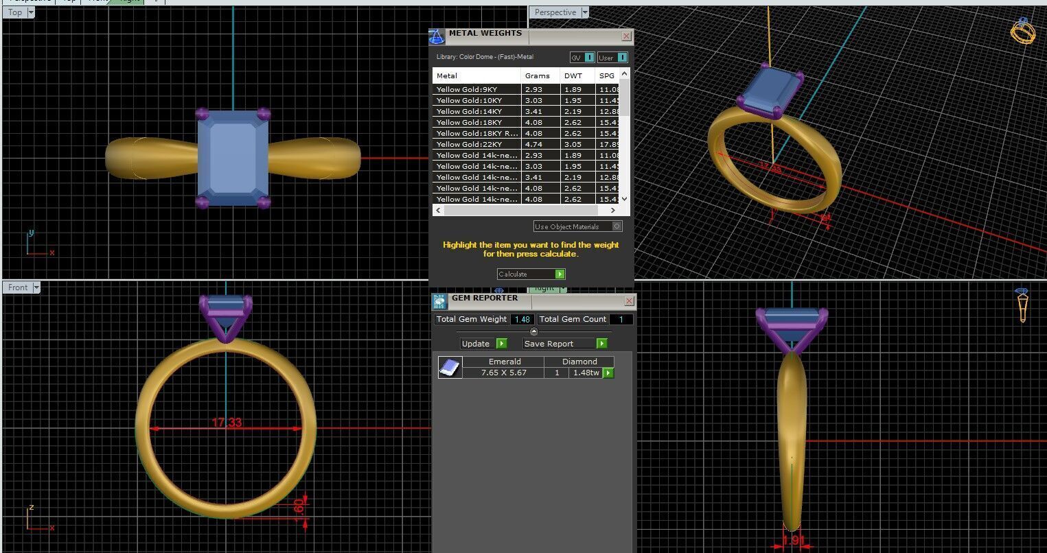 Emerald Diamond Solitaire Ring 3D print model 3D print model_25