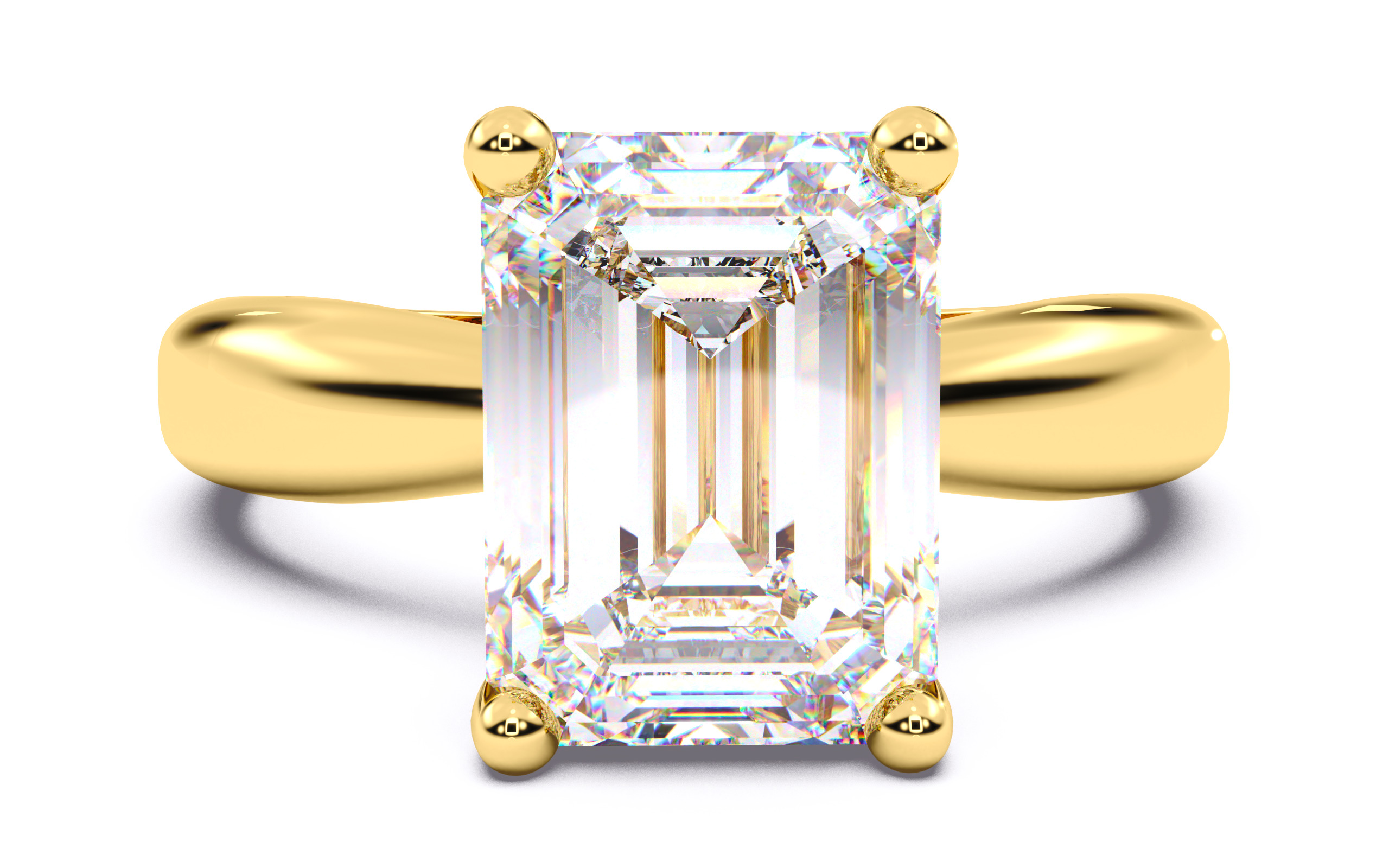 Emerald Diamond Solitaire Ring 3D print model 3D print model_2