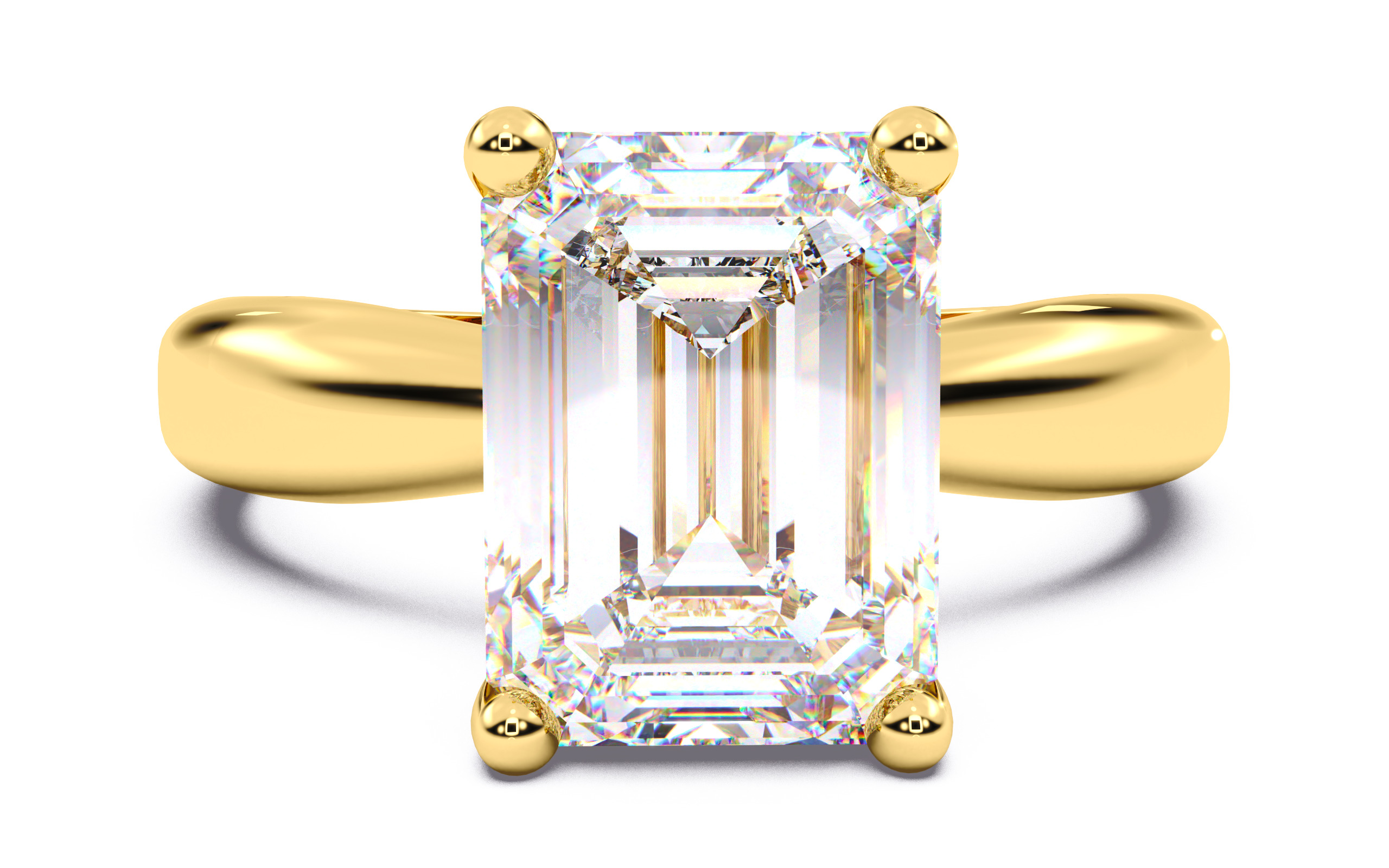 Emerald Diamond Solitaire Ring 3D print model 3D print model_13