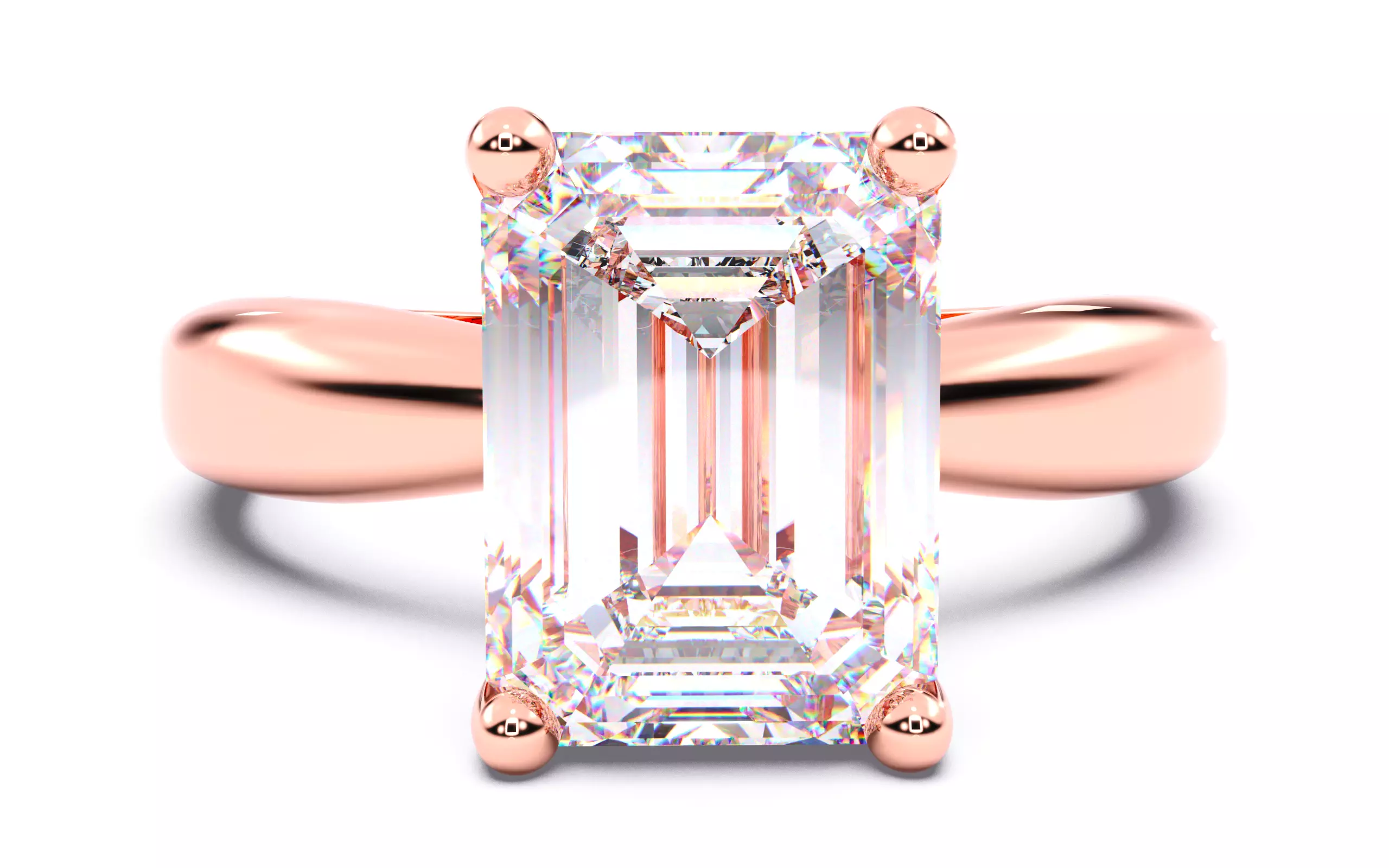 Emerald Diamond Solitaire Ring 3D print model 3D print model_0