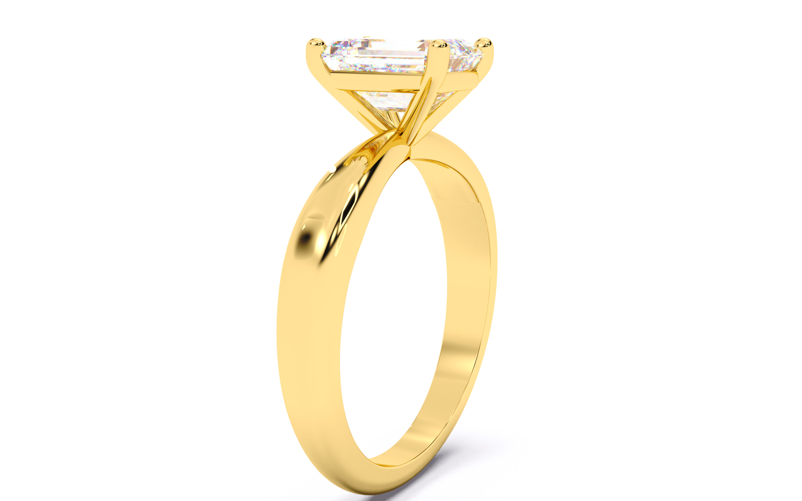 Emerald Diamond Solitaire Ring 3D print model 3D print model_17