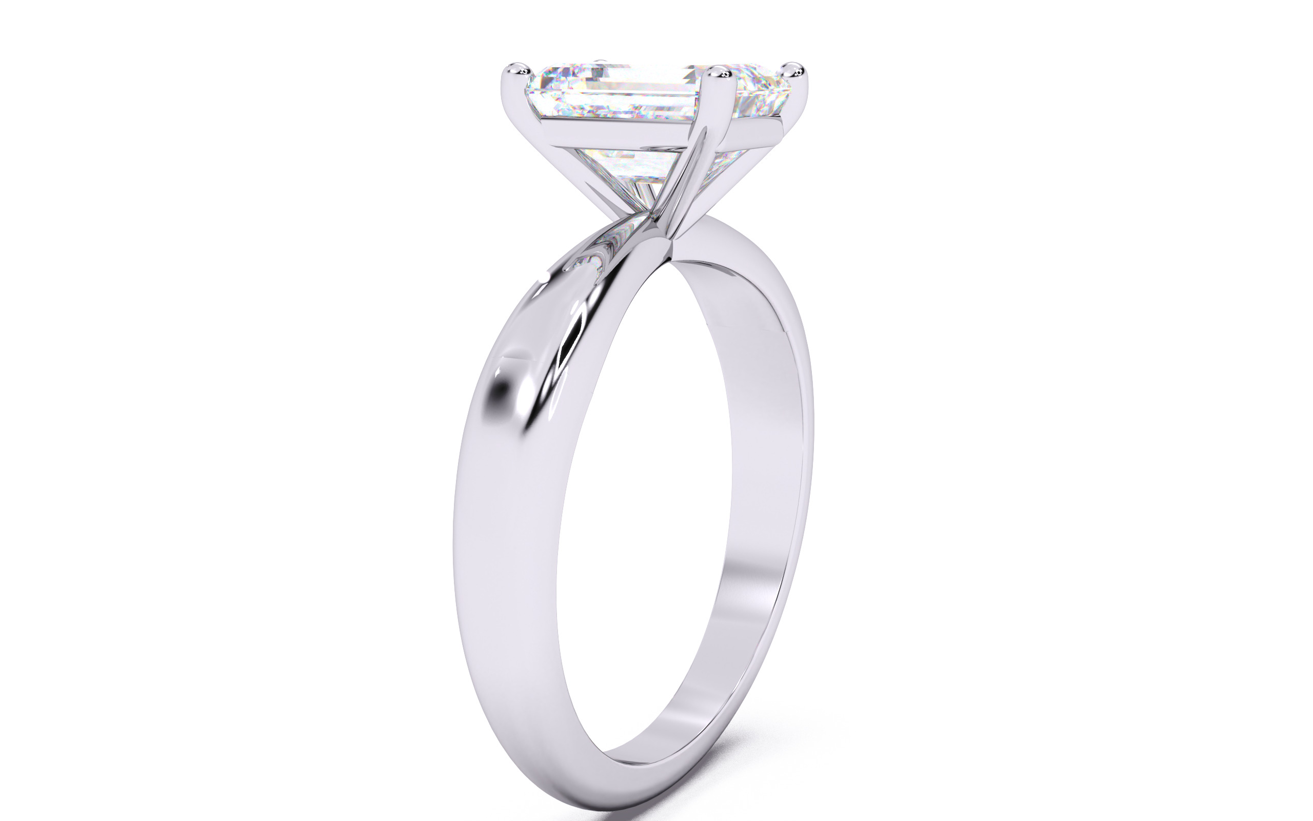 Emerald Diamond Solitaire Ring 3D print model 3D print model_16