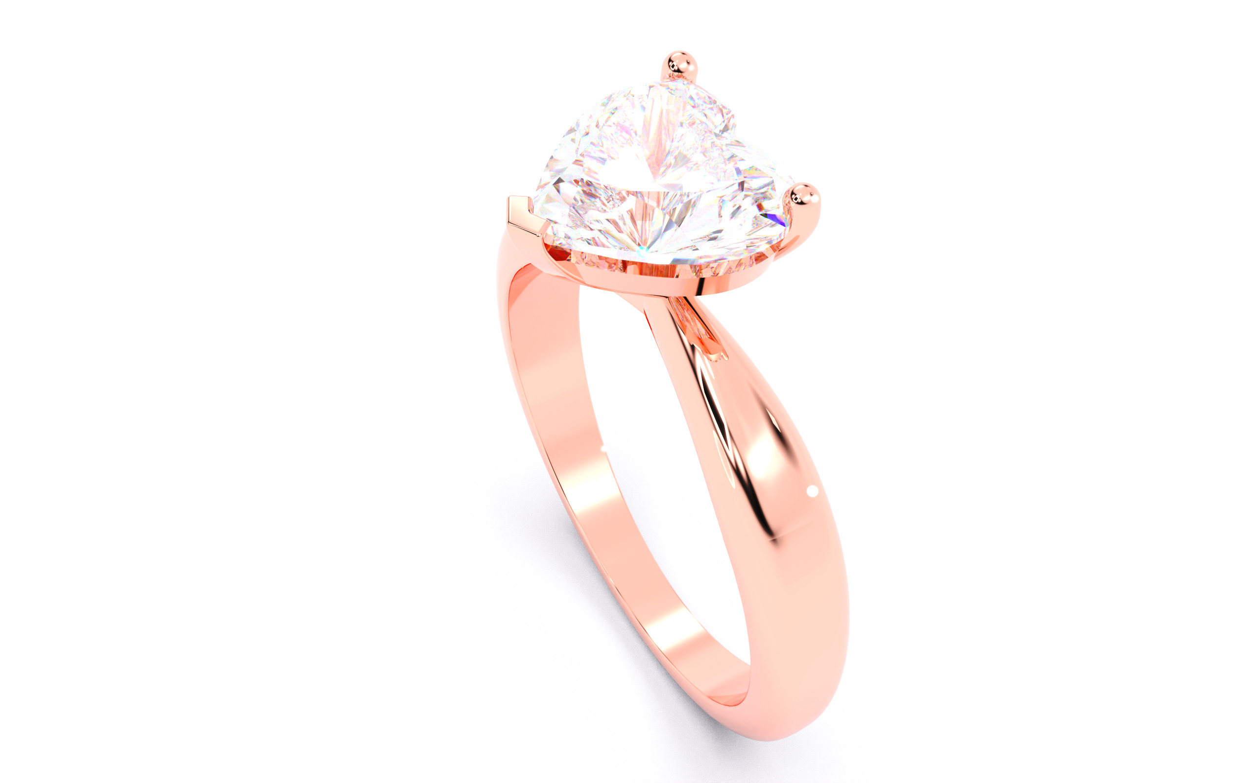Heart Diamond Solitaire Ring 3D print model 3D print model_10