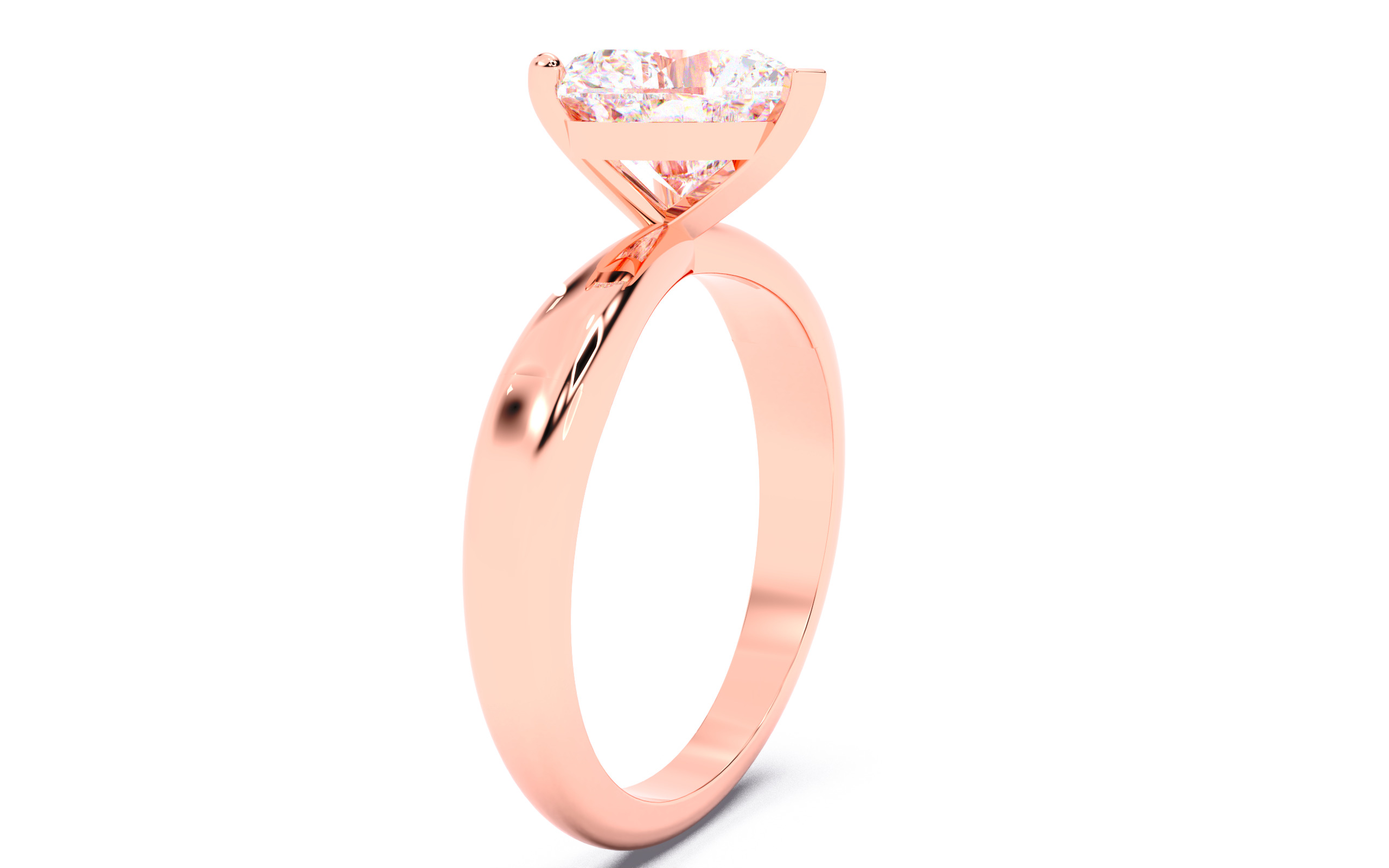 Heart Diamond Solitaire Ring 3D print model 3D print model_14