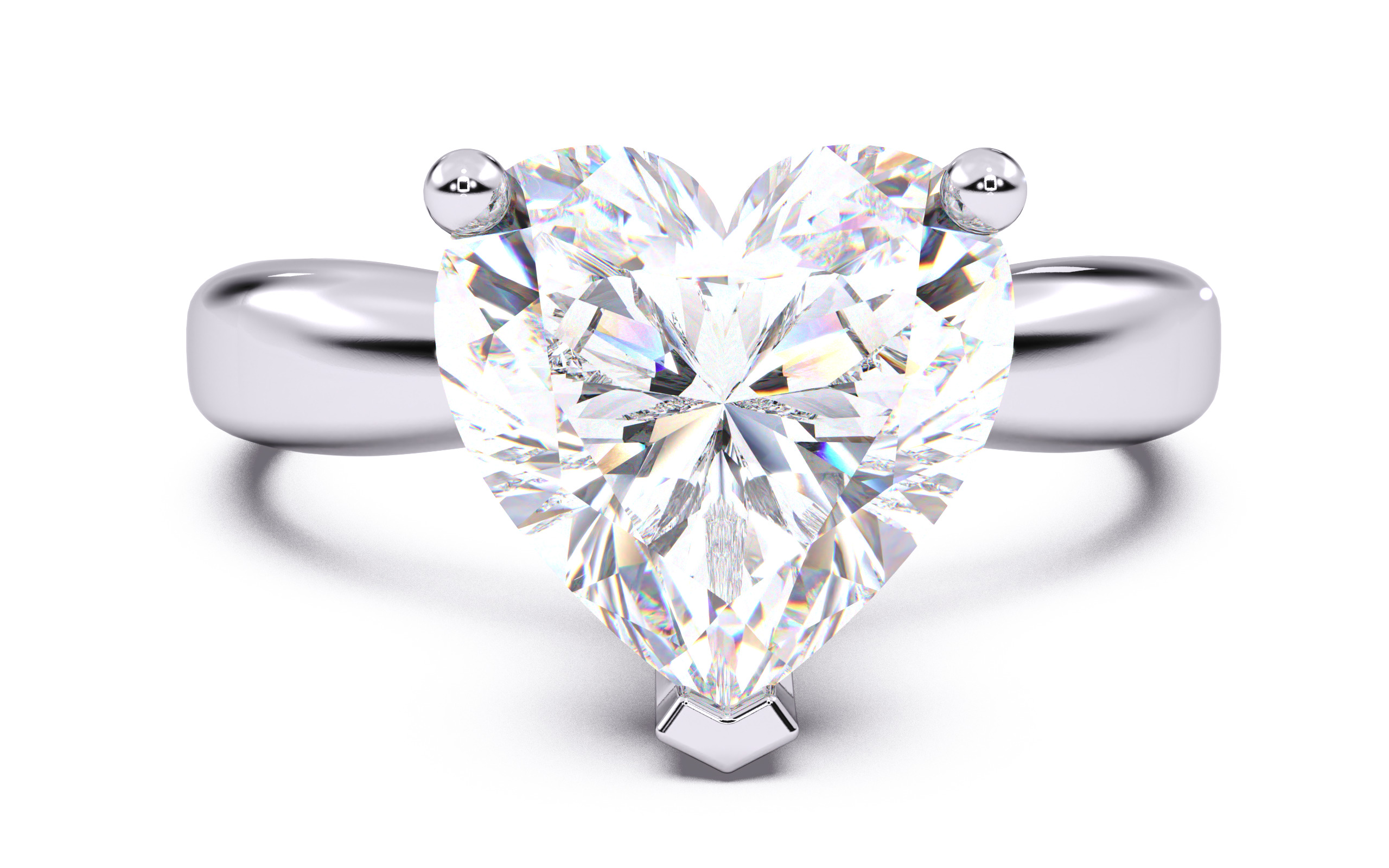 Heart Diamond Solitaire Ring 3D print model 3D print model_20