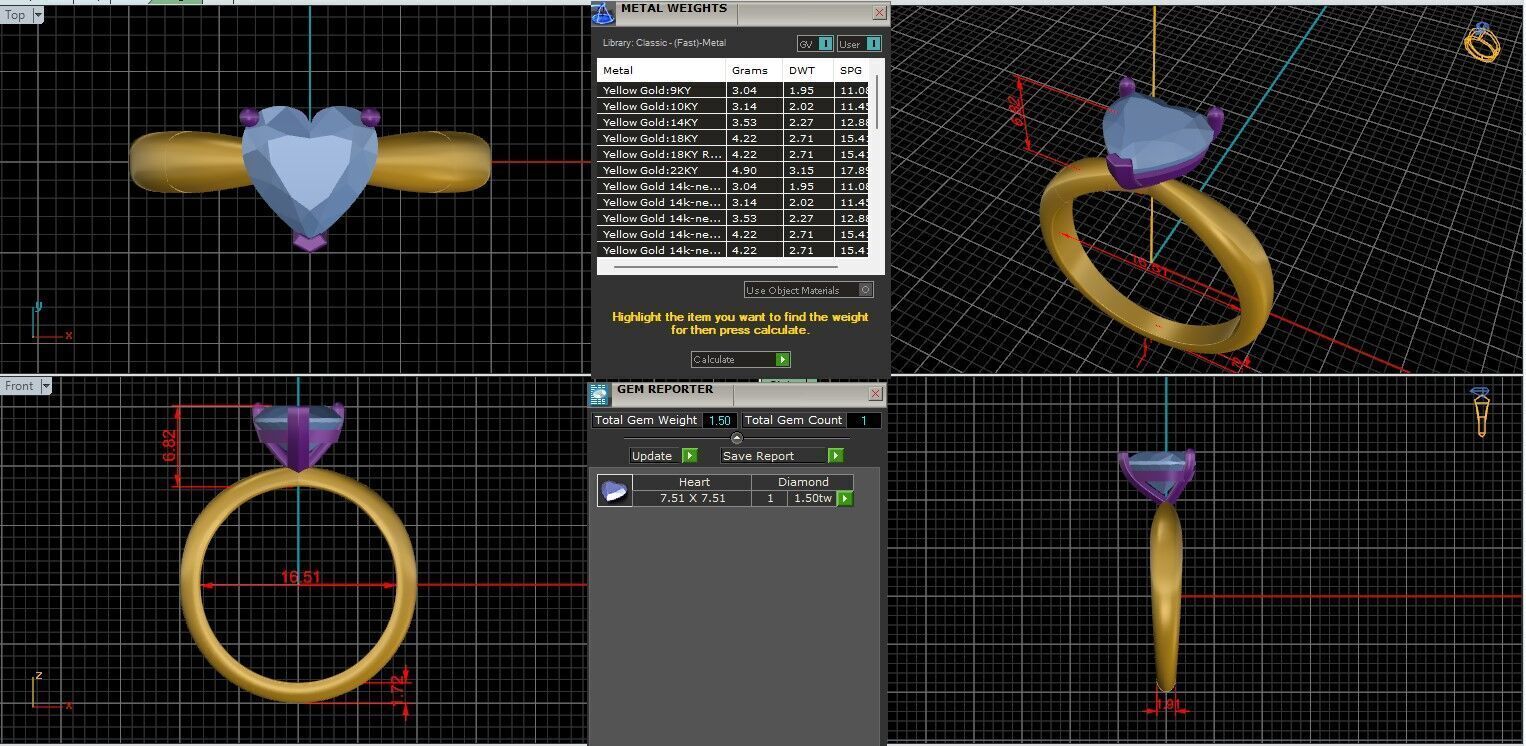 Heart Diamond Solitaire Ring 3D print model 3D print model_1