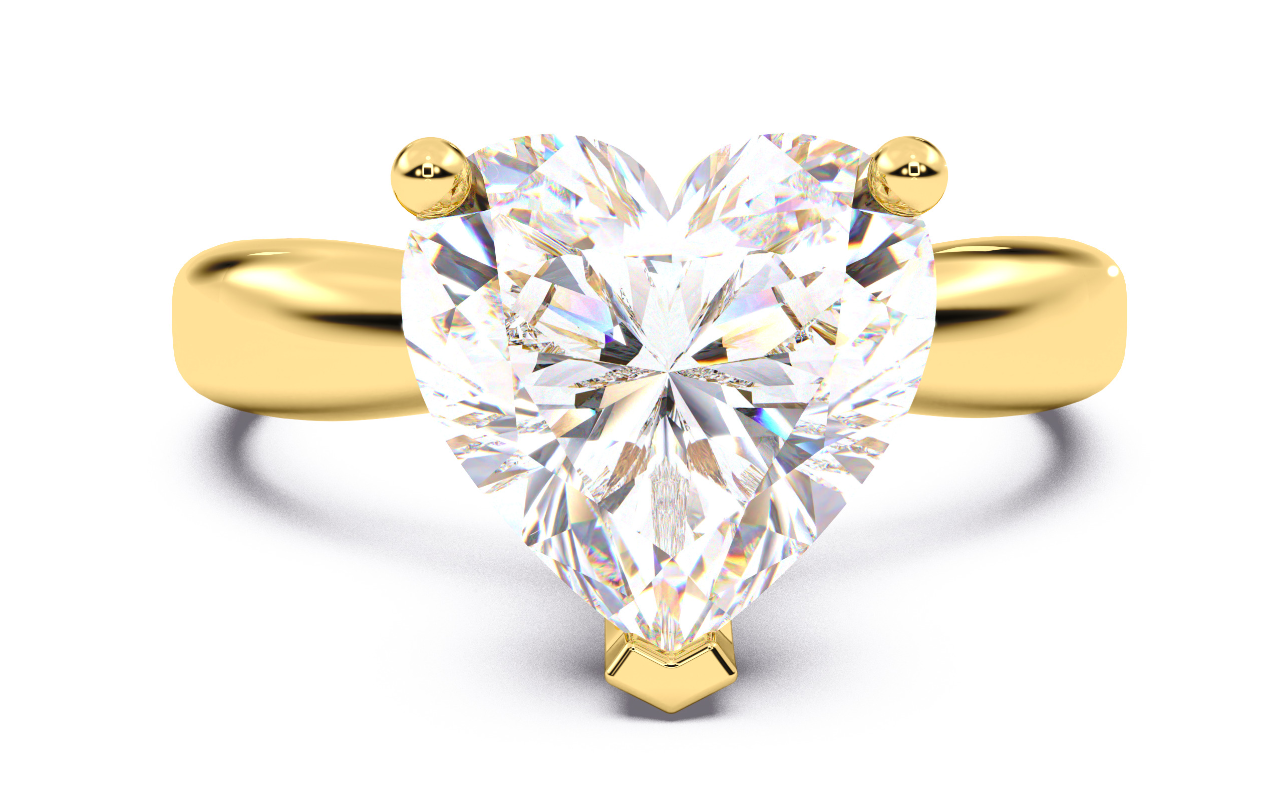 Heart Diamond Solitaire Ring 3D print model 3D print model_13