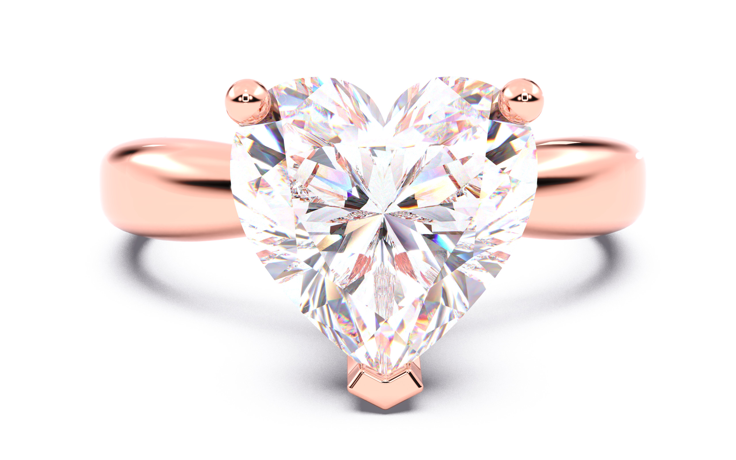 Heart Diamond Solitaire Ring 3D print model 3D print model_21