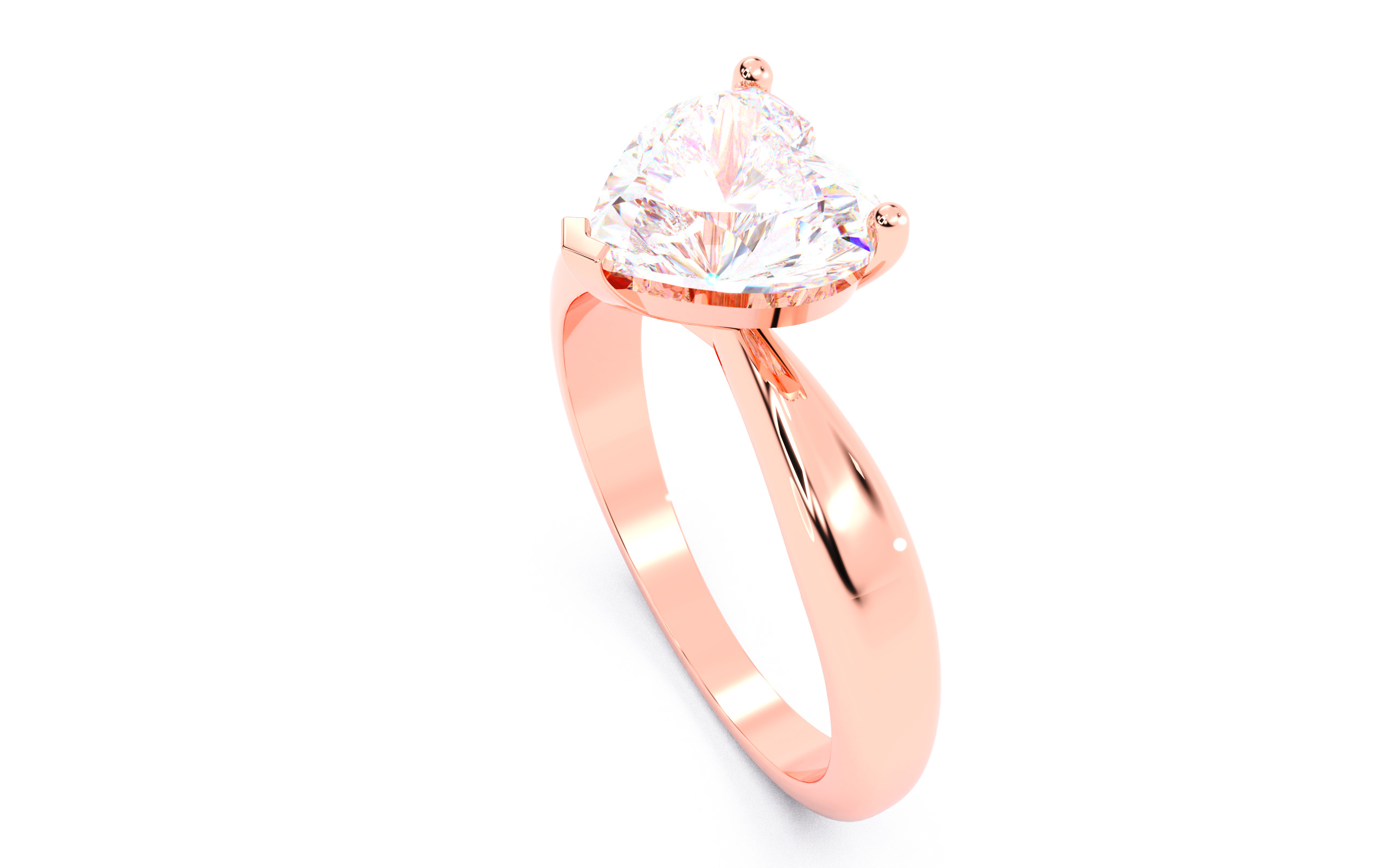 Heart Diamond Solitaire Ring 3D print model 3D print model_11