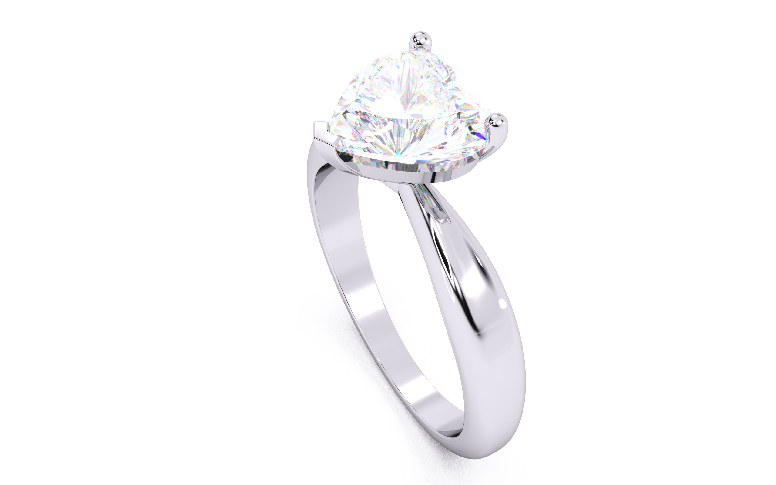Heart Diamond Solitaire Ring 3D print model 3D print model_9
