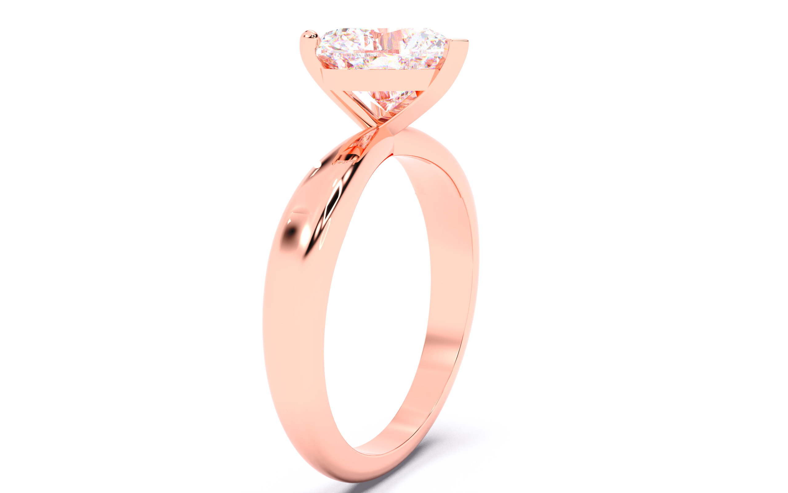 Heart Diamond Solitaire Ring 3D print model 3D print model_12