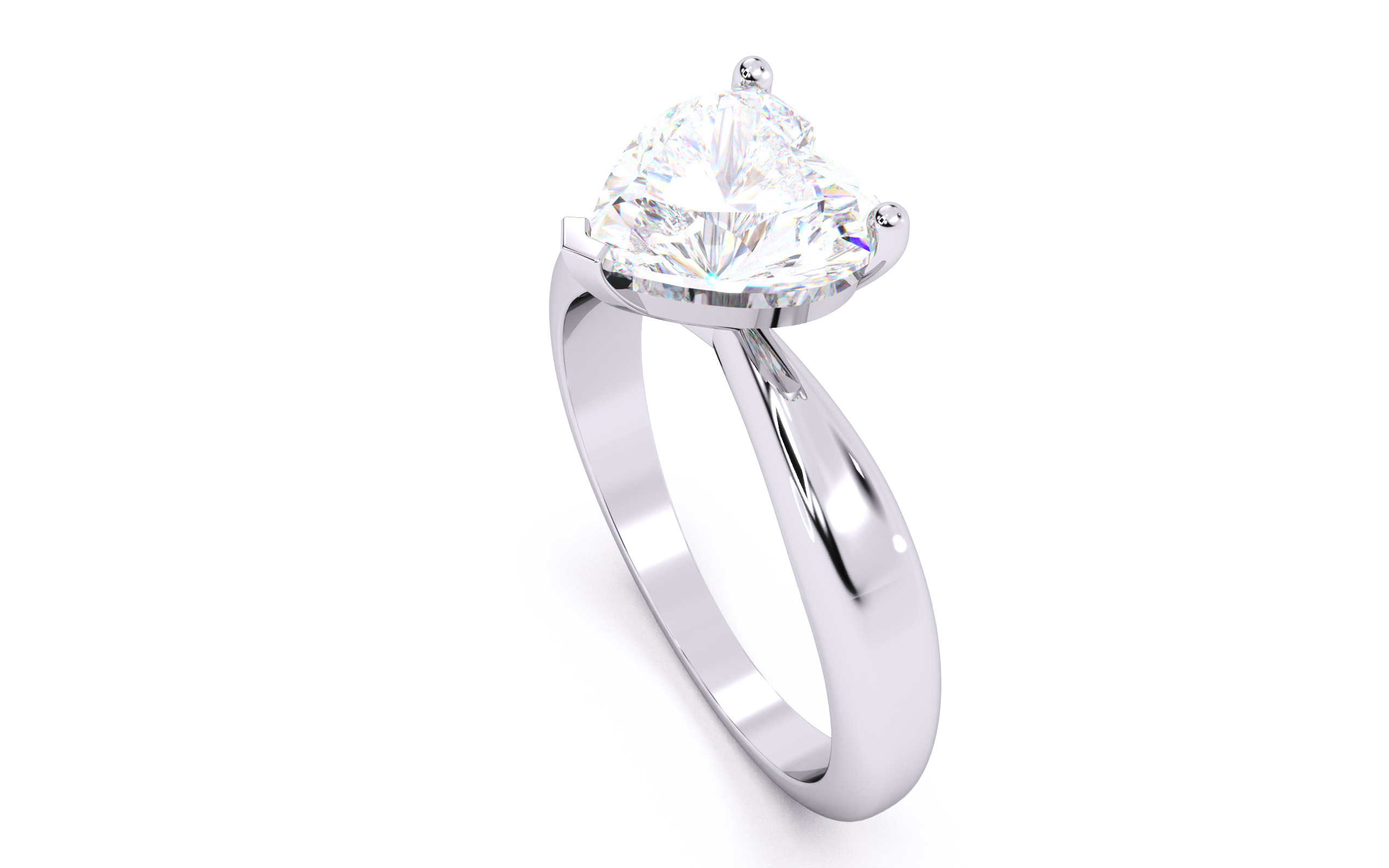 Heart Diamond Solitaire Ring 3D print model 3D print model_8
