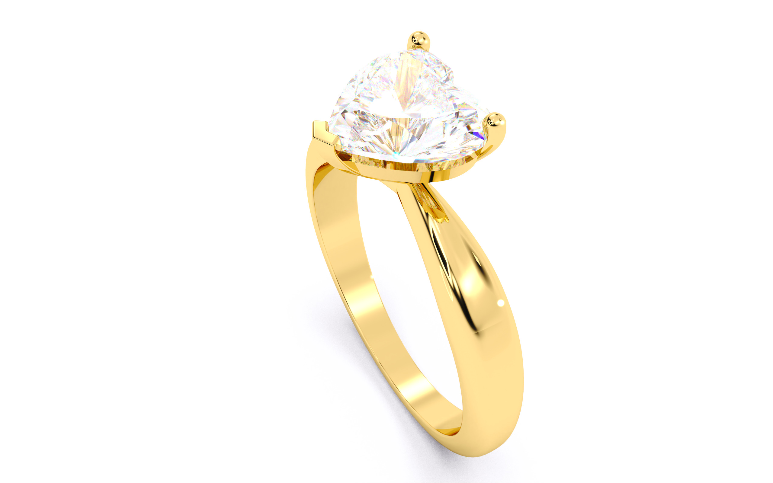 Heart Diamond Solitaire Ring 3D print model 3D print model_6