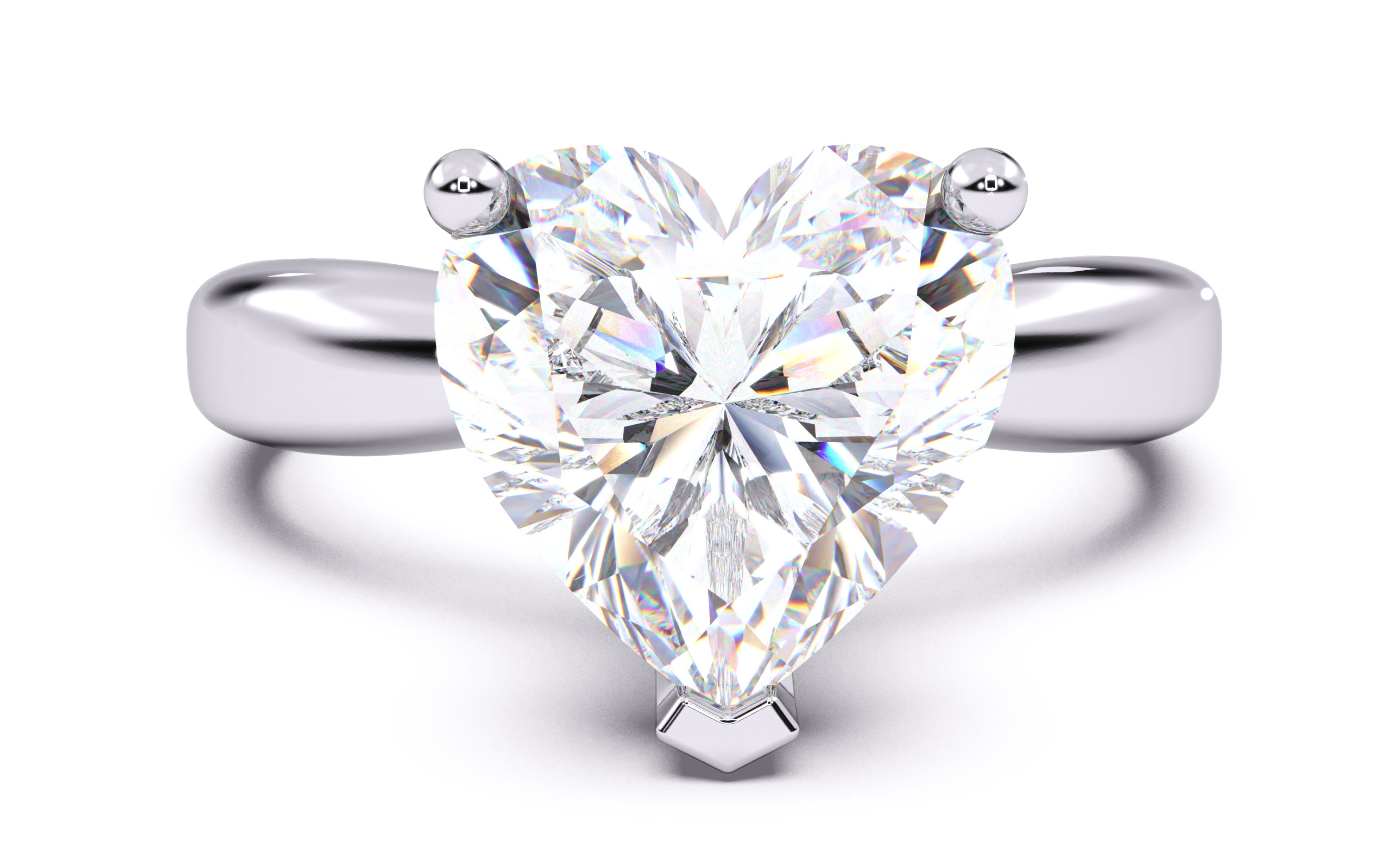 Heart Diamond Solitaire Ring 3D print model 3D print model_19