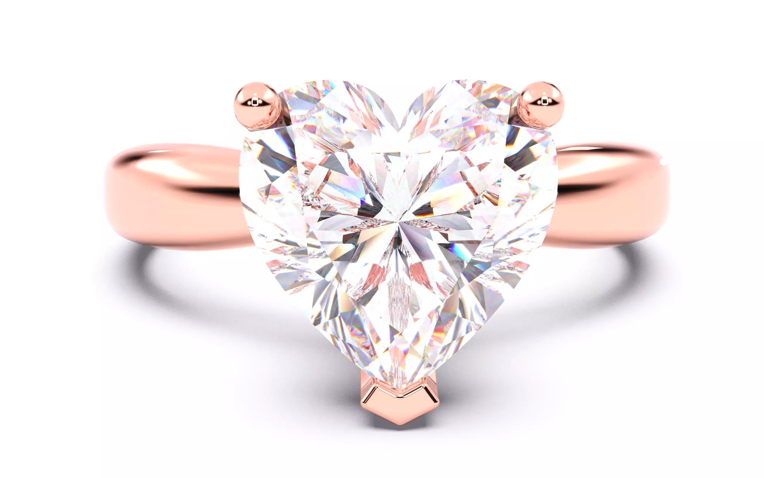 Heart Diamond Solitaire Ring 3D print model 3D print model_0