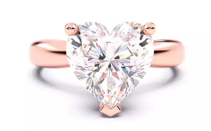 Heart Diamond Solitaire Ring 3D print model 3D print model