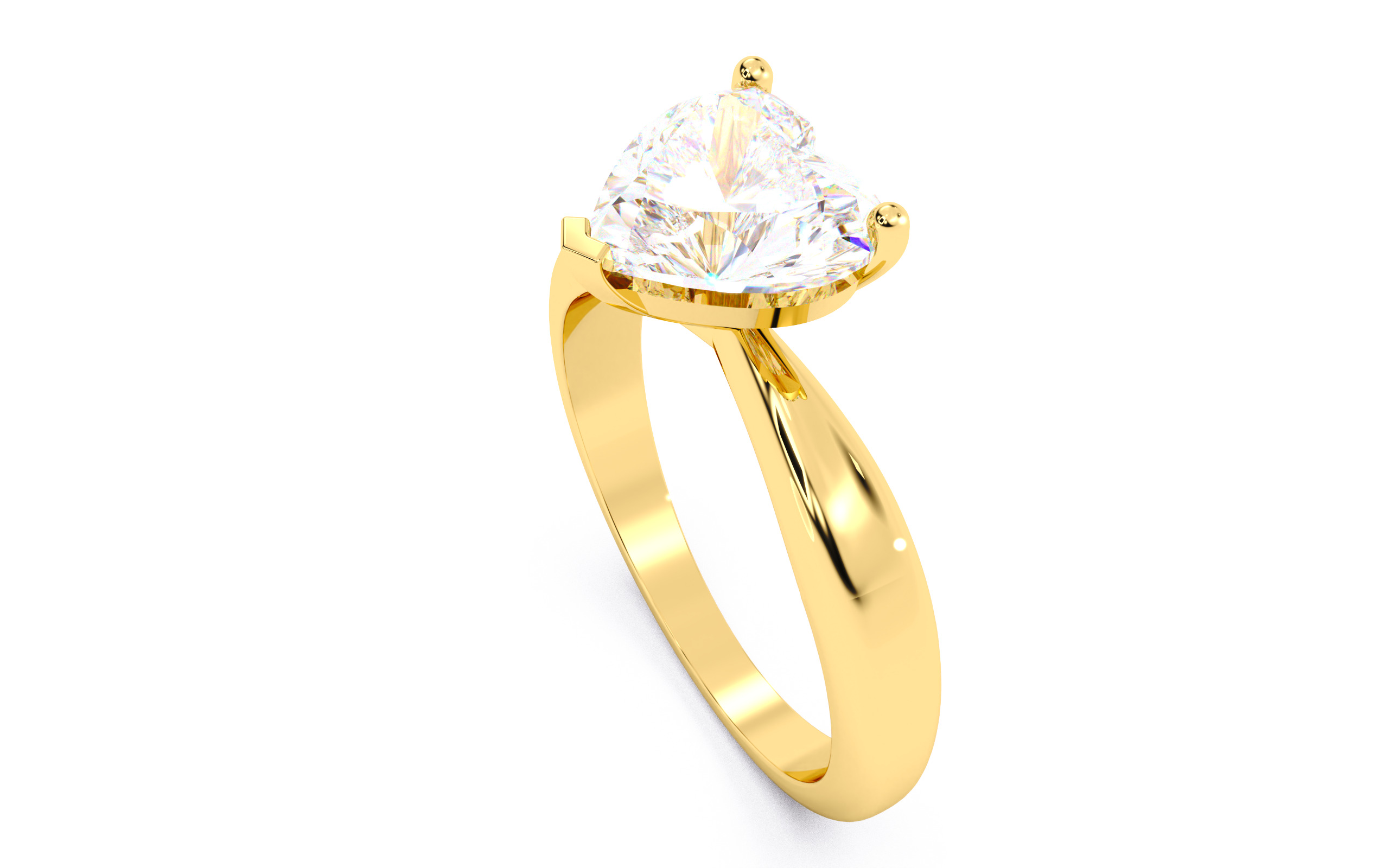 Heart Diamond Solitaire Ring 3D print model 3D print model_7