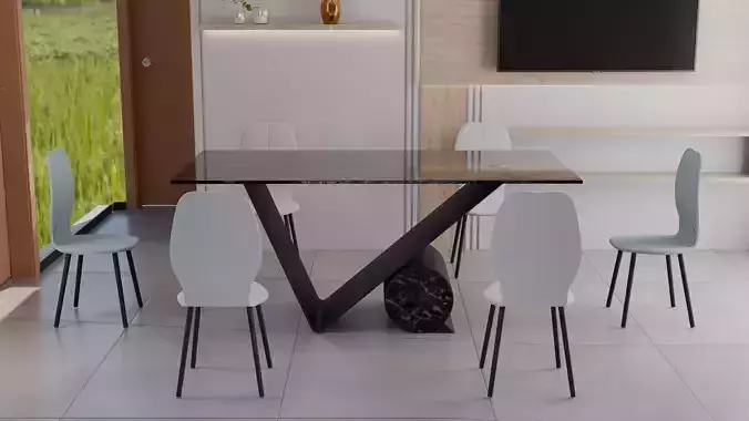 Modern Dining Table Set  High-Quality 3D Model