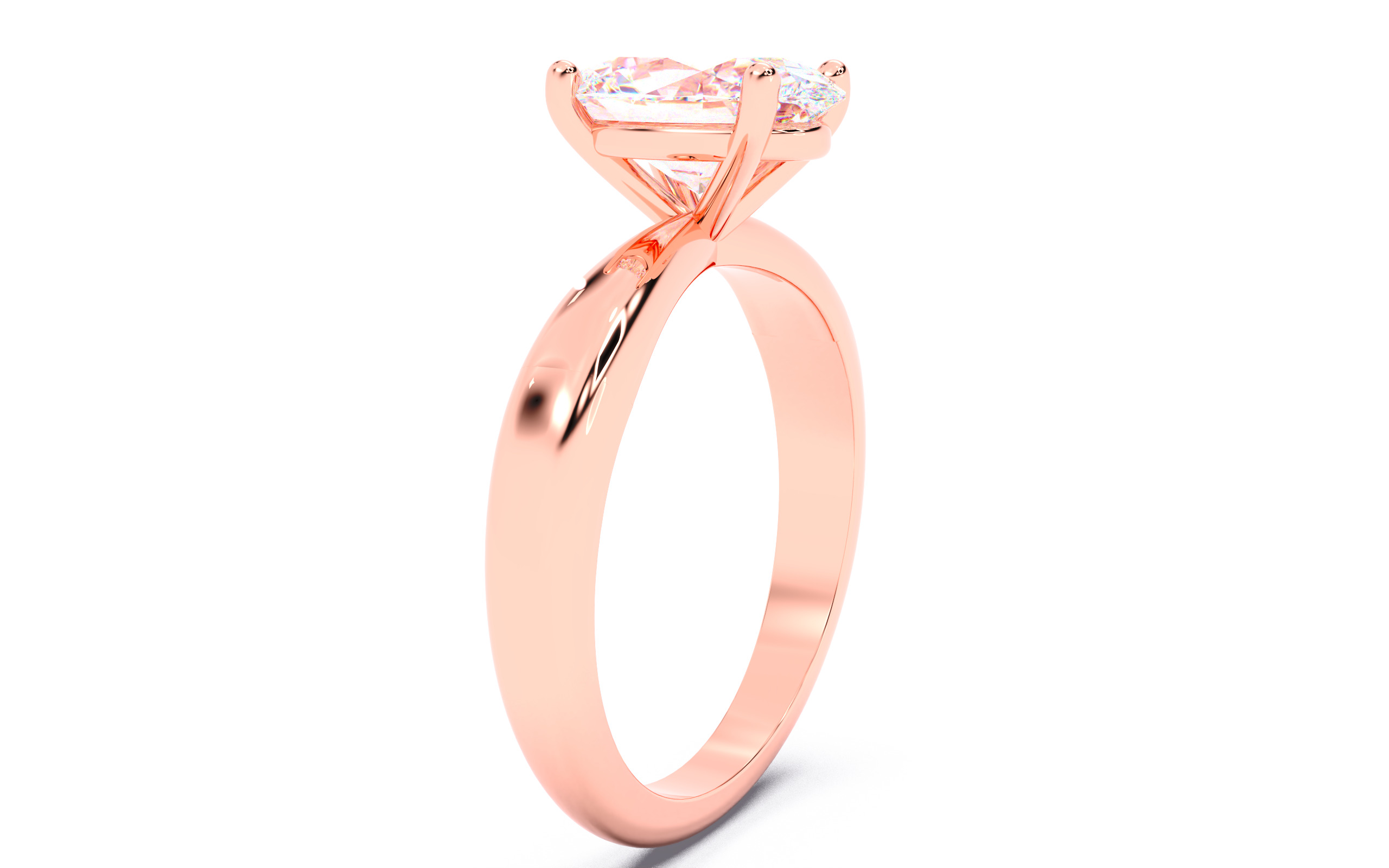 Oval Diamond Solitaire Ring 3D print model 3D print model_14