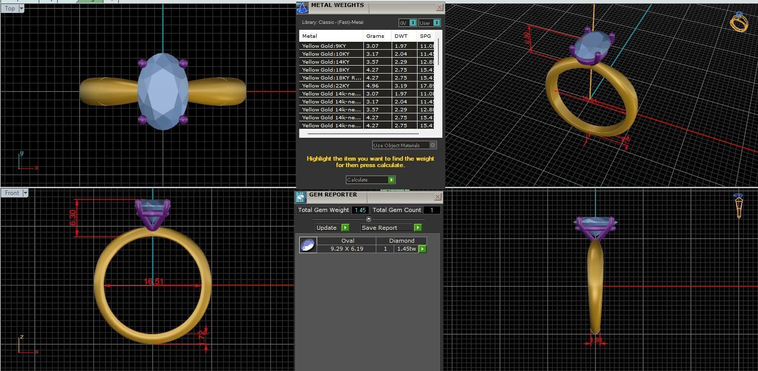 Oval Diamond Solitaire Ring 3D print model 3D print model_1