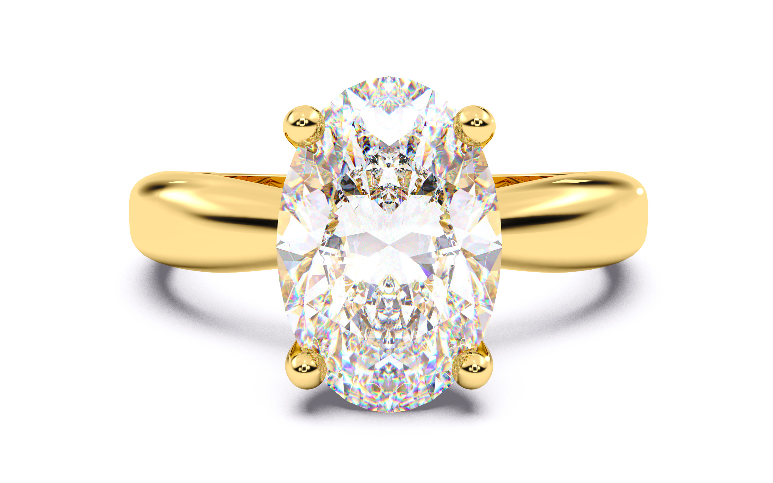 Oval Diamond Solitaire Ring 3D print model 3D print model_2