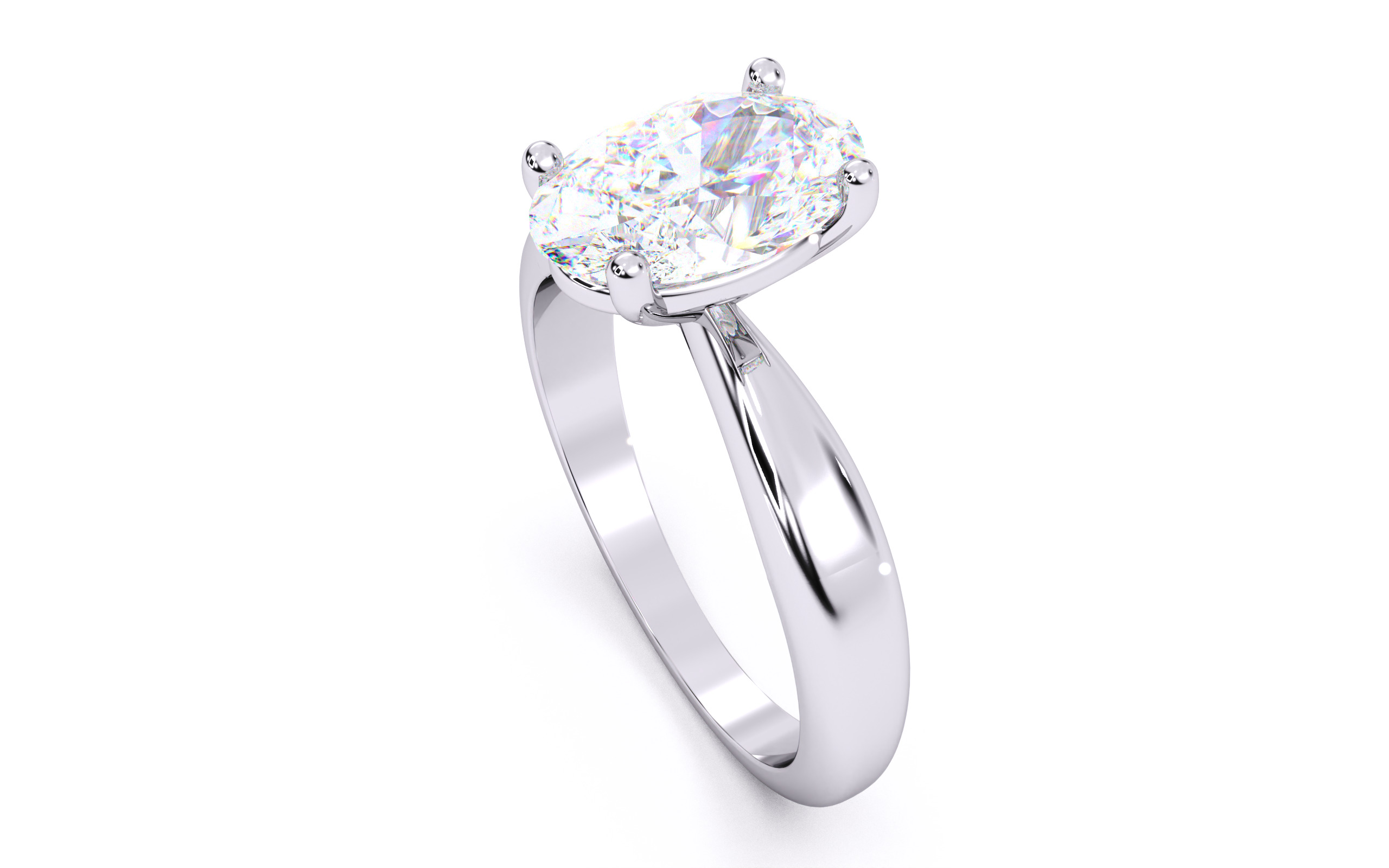 Oval Diamond Solitaire Ring 3D print model 3D print model_8