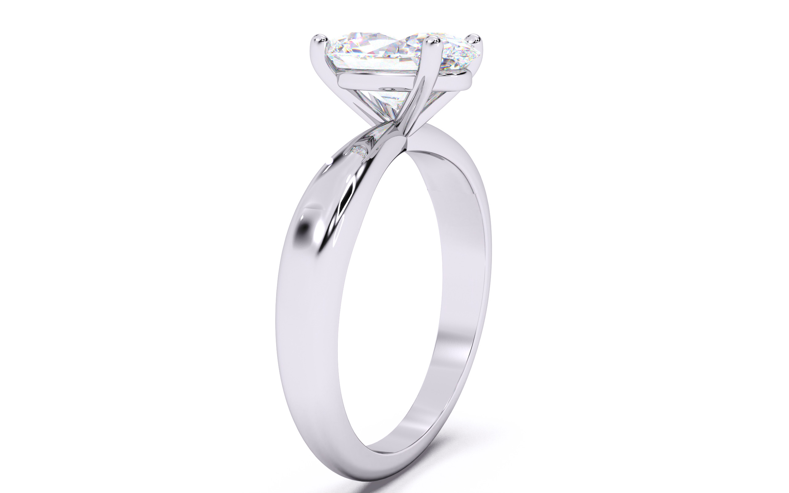 Oval Diamond Solitaire Ring 3D print model 3D print model_15