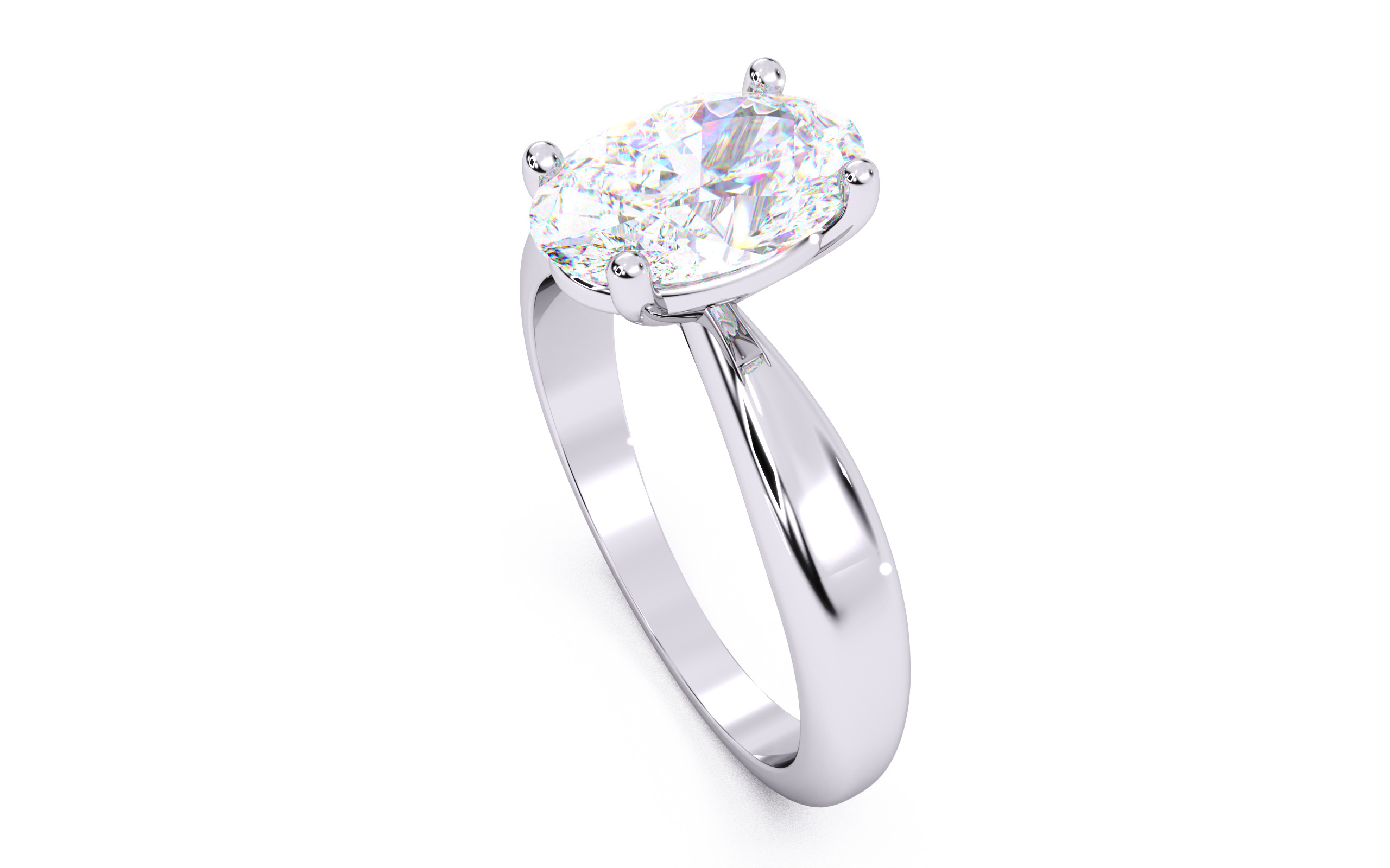Oval Diamond Solitaire Ring 3D print model 3D print model_9