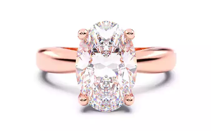 Oval Diamond Solitaire Ring 3D print model 3D print model