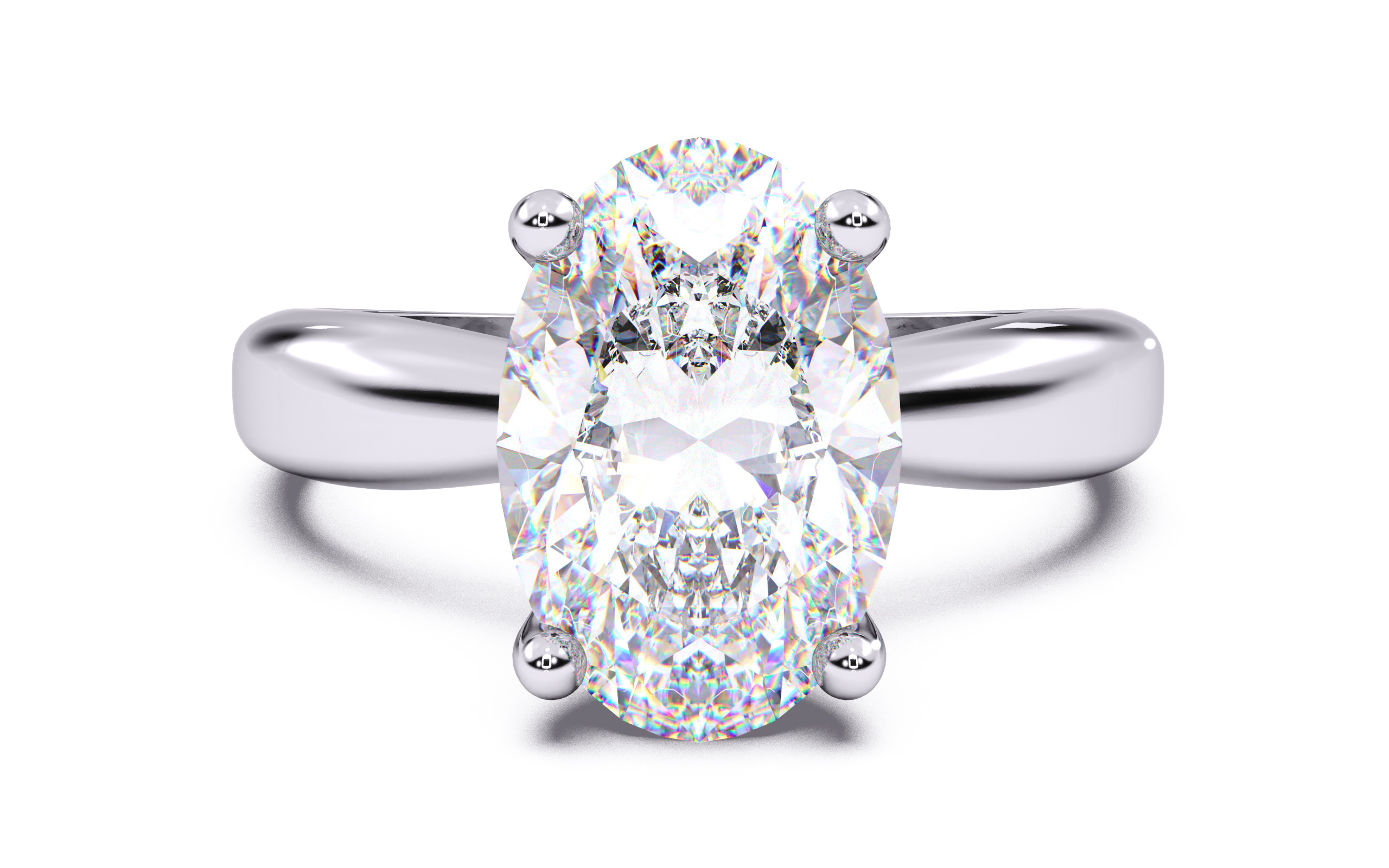 Oval Diamond Solitaire Ring 3D print model 3D print model_20