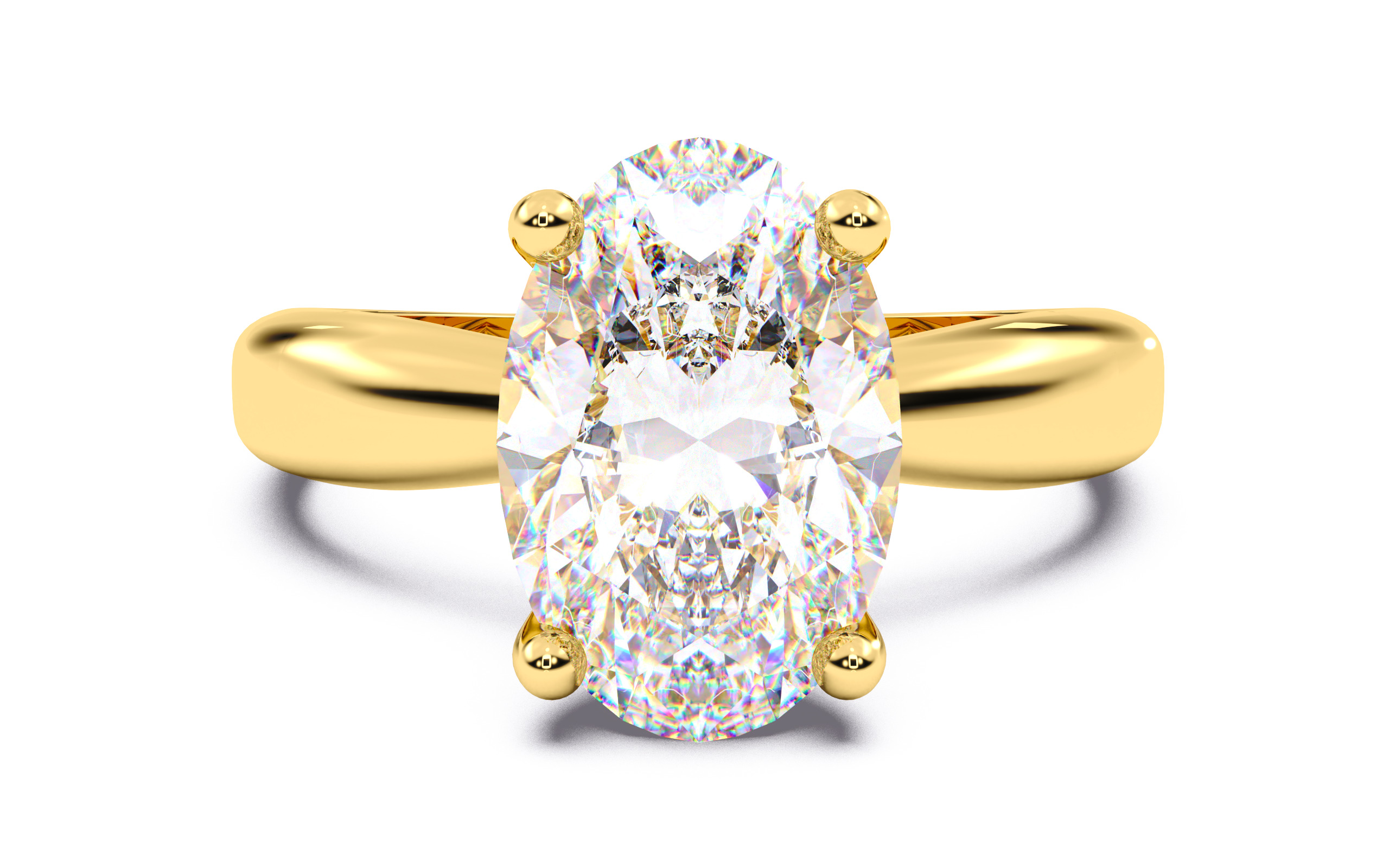 Oval Diamond Solitaire Ring 3D print model 3D print model_13