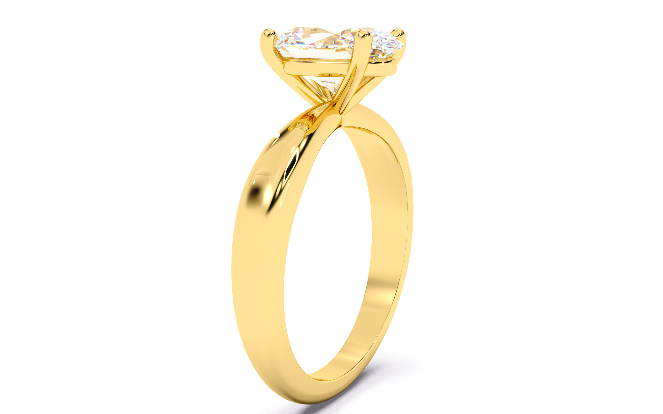 Oval Diamond Solitaire Ring 3D print model 3D print model_17