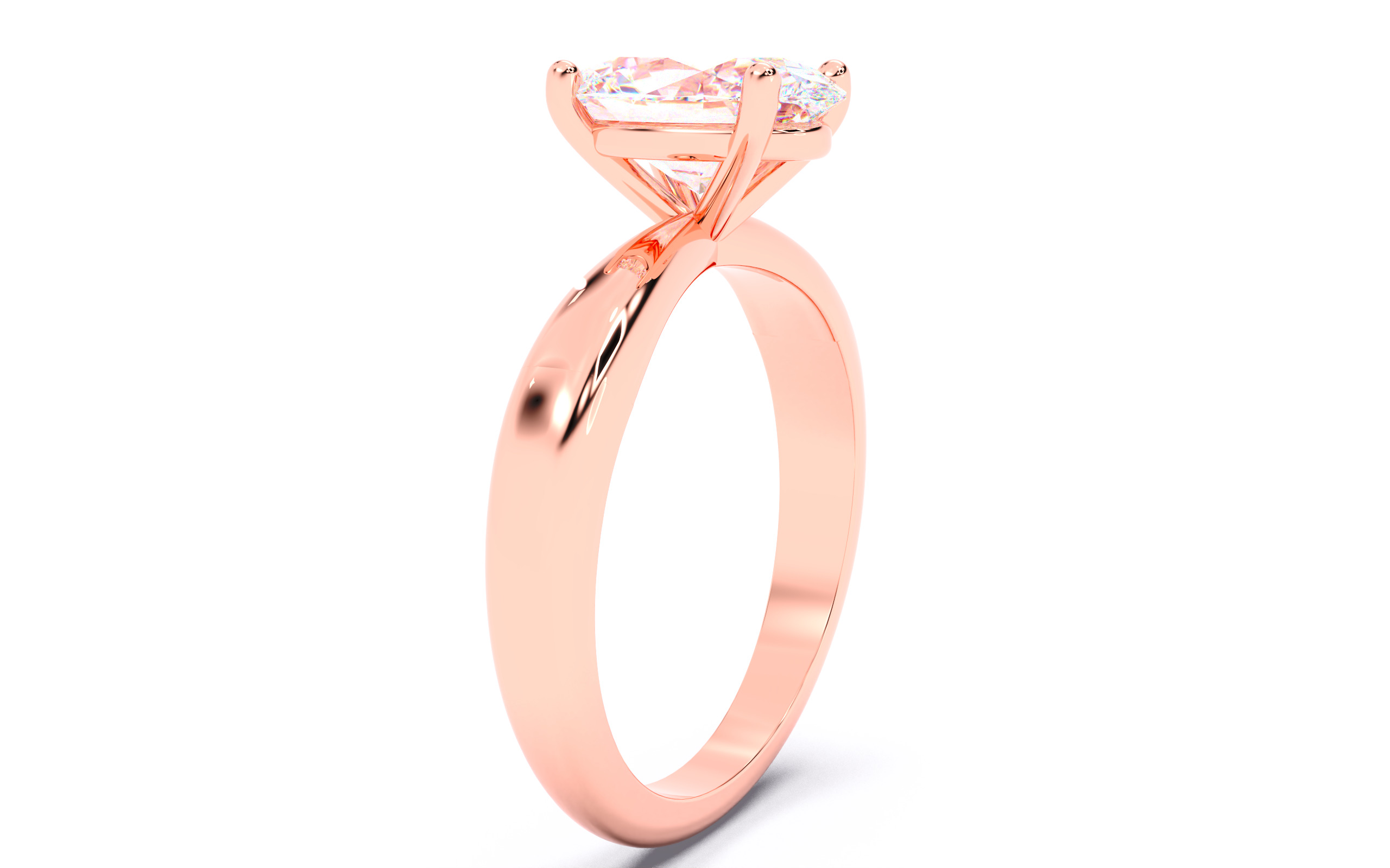 Oval Diamond Solitaire Ring 3D print model 3D print model_12