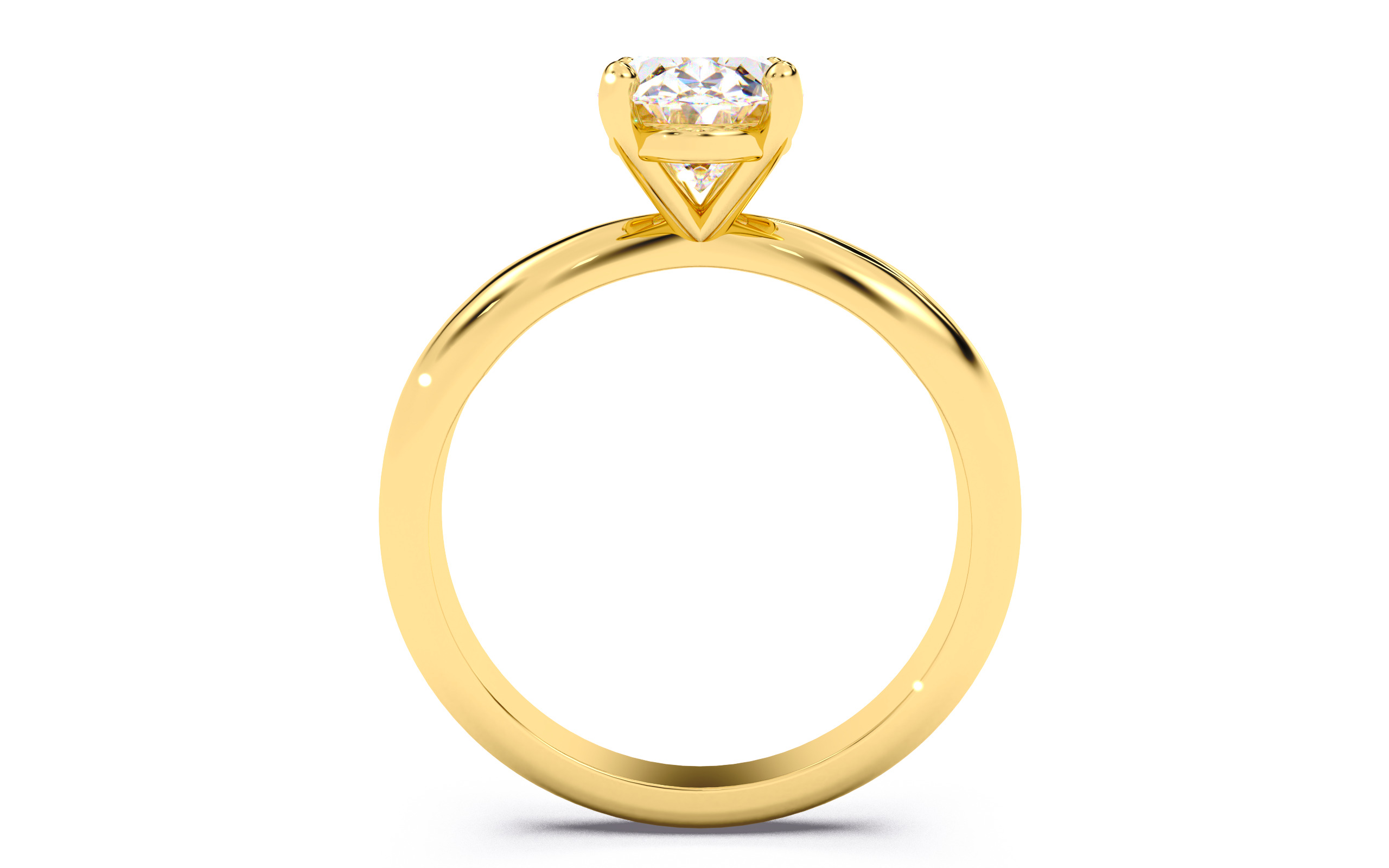 Oval Diamond Solitaire Ring 3D print model 3D print model_5